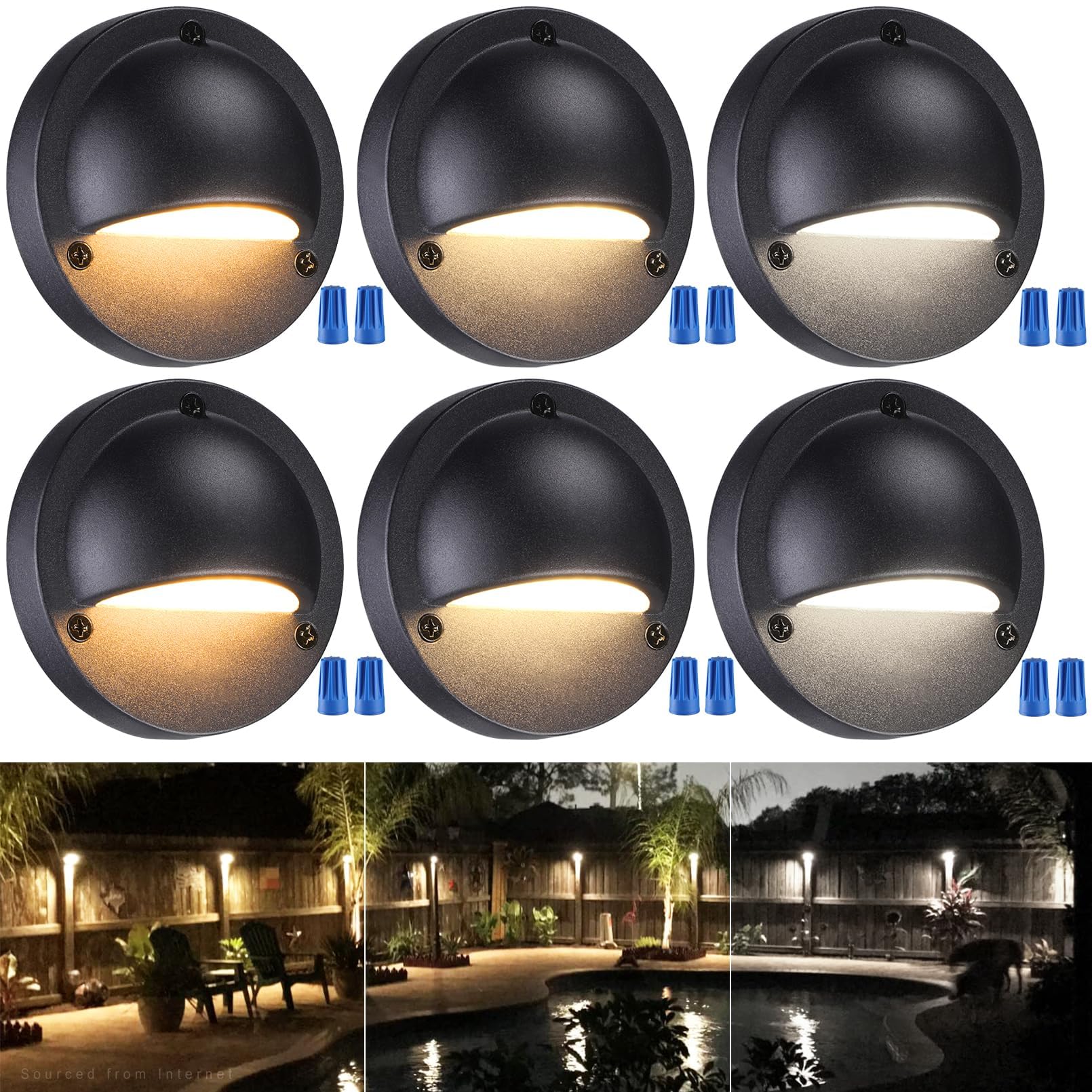 LEONLITE LED Low Voltage Deck Lights, 180LM, Die-cast Aluminum, 4.09 Inch, Black, Model 55219, 12-36V AC/DC, 