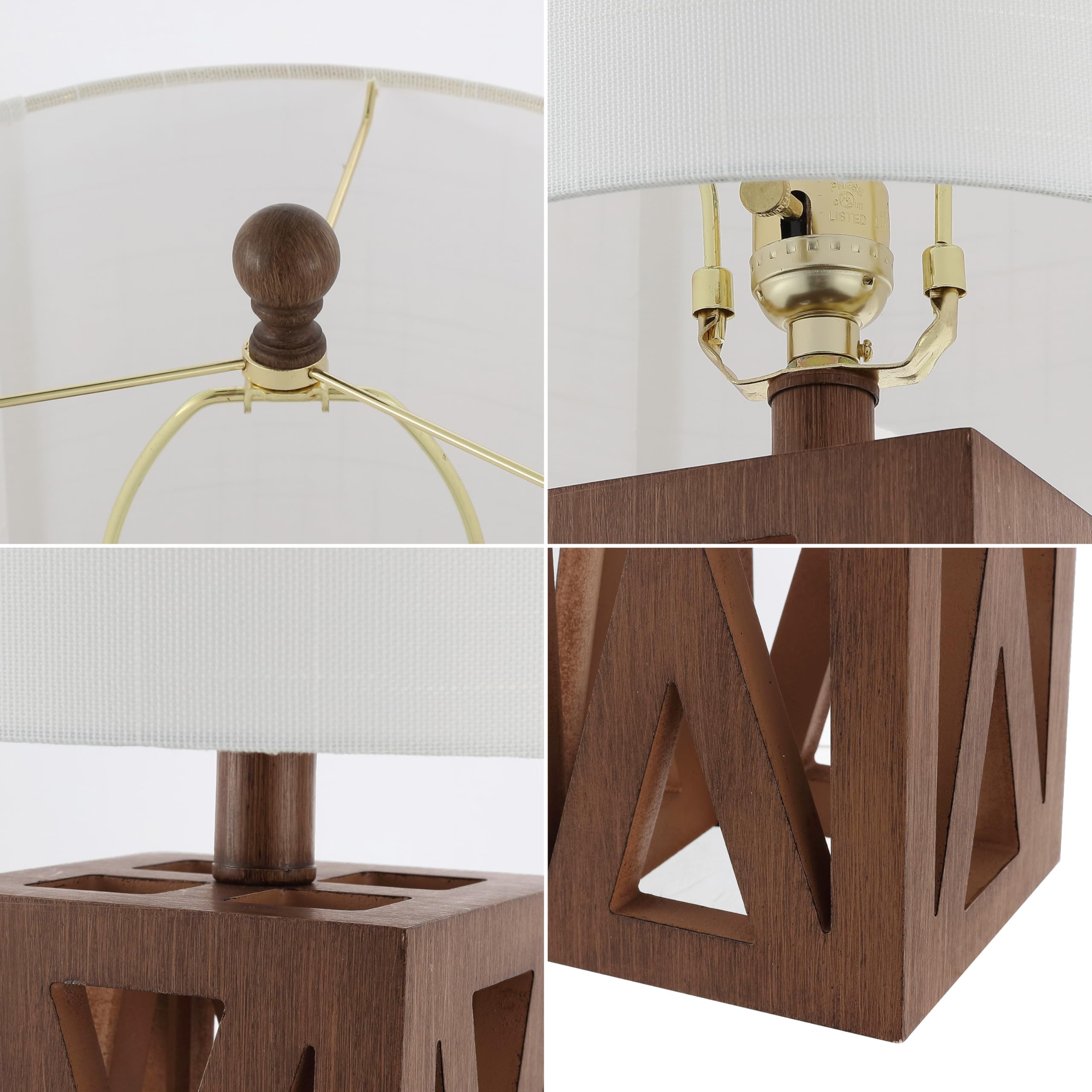 JONATHAN Y Wood LED Table Lamp, 21.5in Industrial Rustic Design, Brown, Model JYL1062A, Suitable for Bedroom or Office