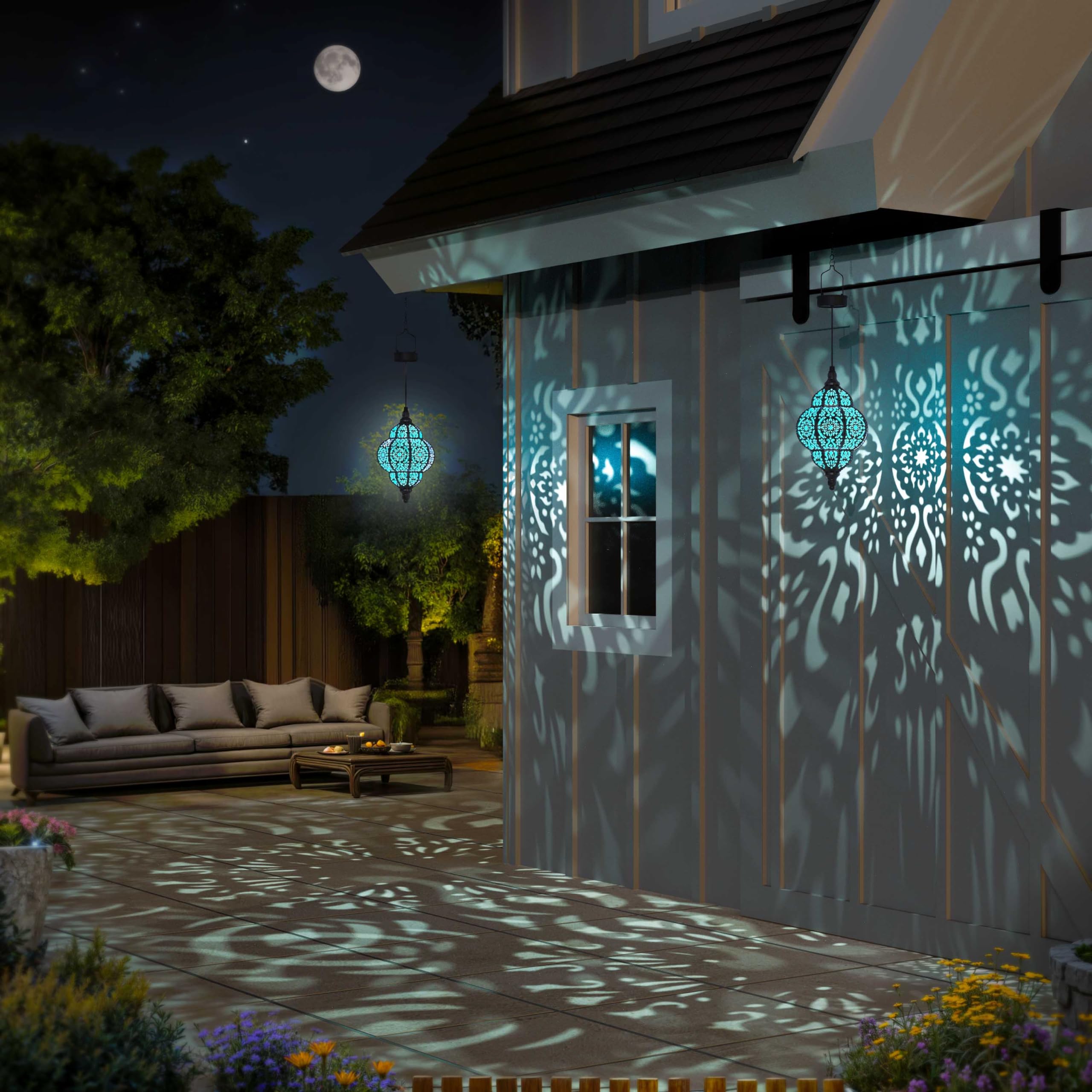 Hapjoy Solar Lantern Outdoor Garden Lights, Waterproof Plastic, Black, Model ZB-520