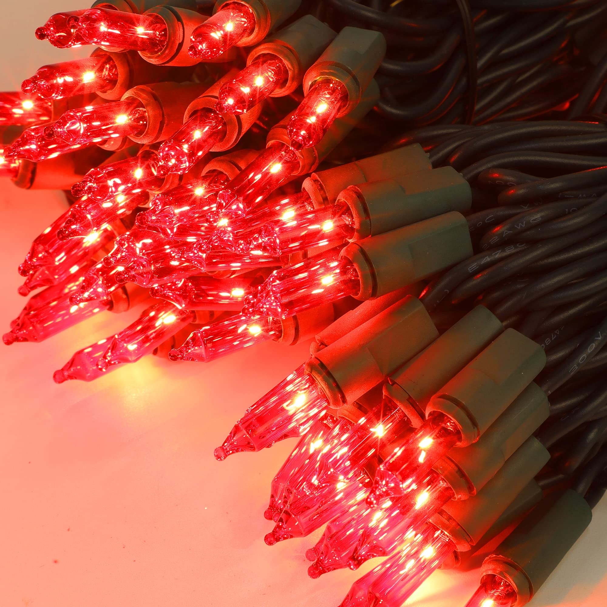 LJLNION 3 Sets Christmas Lights, 150 Count Mini String Lights, 33 FT Each, Green Wire, UL Certified, Red