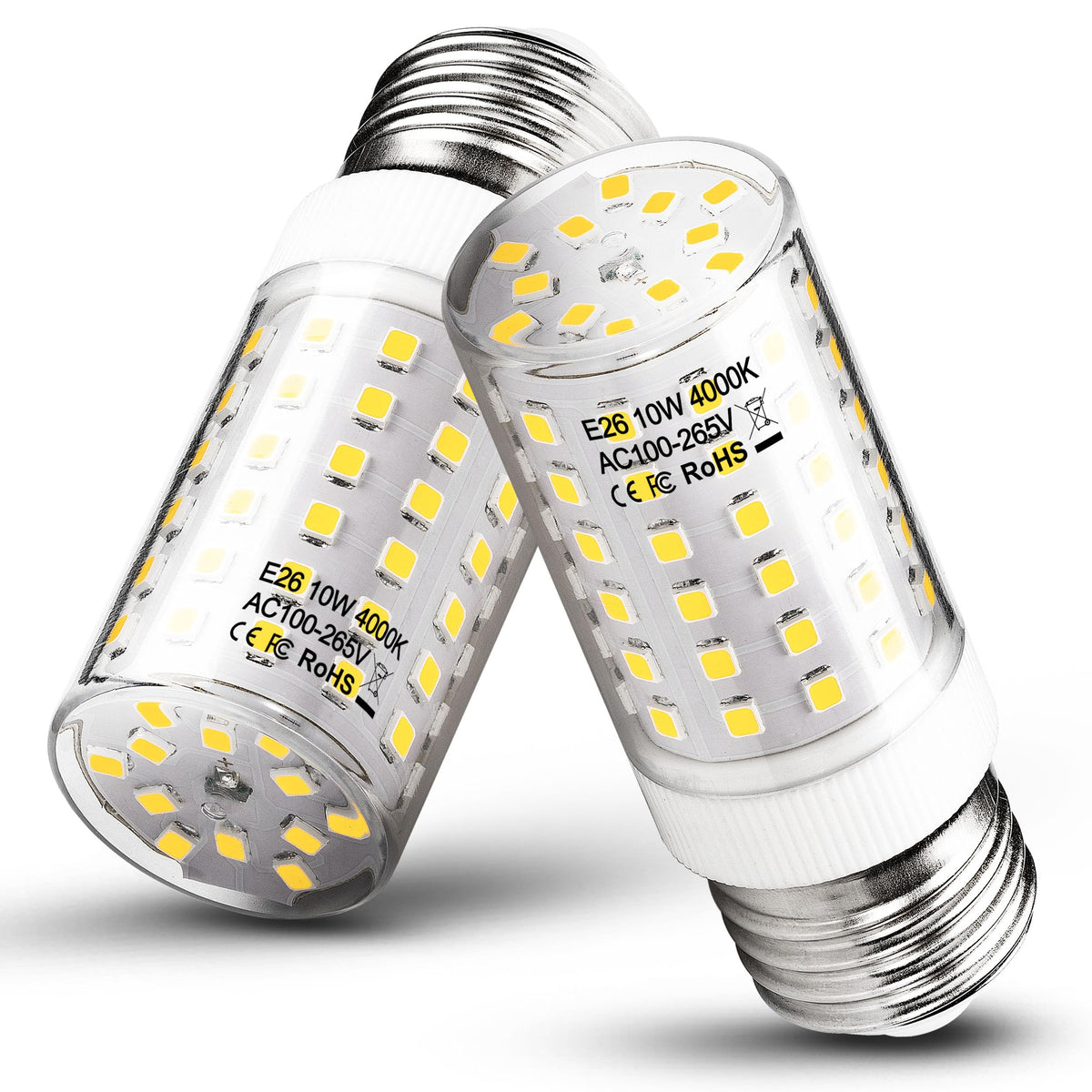Heifymi E26 10W Led Candelabra Light Bulb 4000K Natural White 1200Lm 100W Equivalent E26 Edison Base Led Corn Bulb For Pendant C
