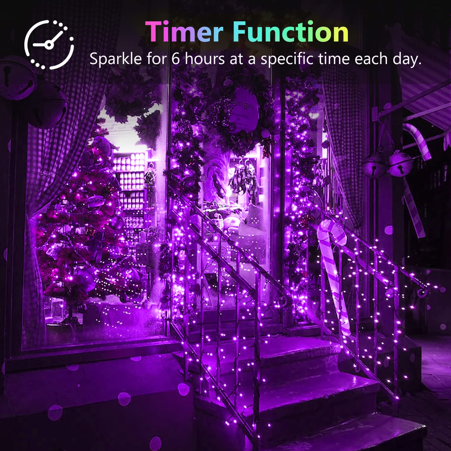 BOSSERN 4 Pack Fairy Lights 60LED Battery Operated 20FT Waterproof Indoor Outdoor Halloween Decor Purple DCHD-04-Purple