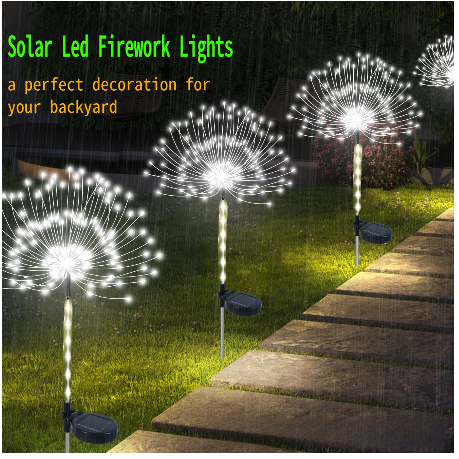 Garden Decor Solar Lights Outdoor 155Led 8 Lighting Modes Pole Light Waterproof White Solar Garden Lights For Christmas  Halloween Decoration Yard  Patio  Porch Flower Pot Pathway (2Pack)