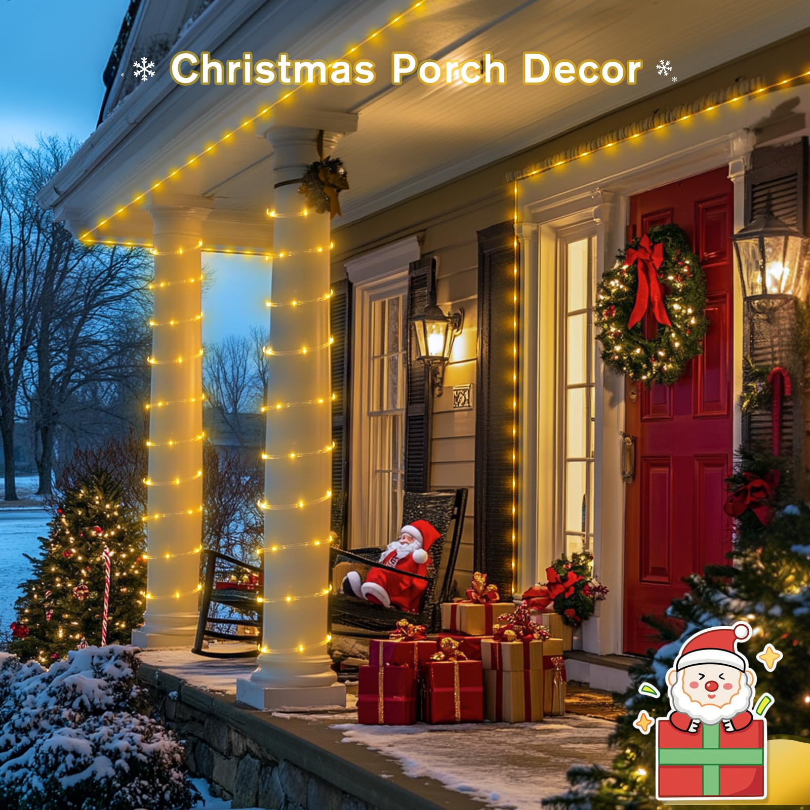 Jmexsuss 200 Led Warm White Christmas Lights Plug In, Indoor Christmas Rope Lights Outdoor Waterproof, 66Ft Rope String Lights With Remote For Outside Christmas Tree Yard Garden Bedroom Patio Decor