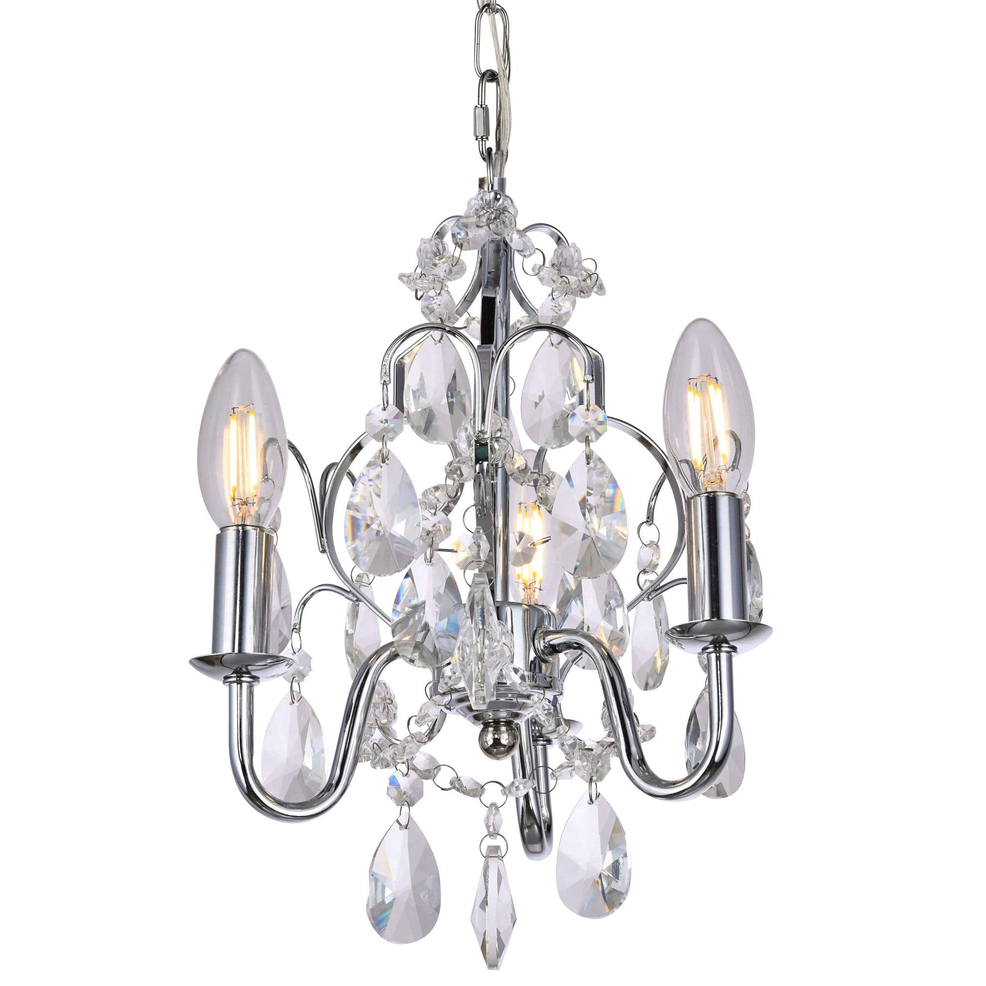 Elegant Lighting Living District Indoor Modern Home Decorative Bright Ceiling Kaede Collection Pendant D9.5 H12.2 Lt:3 Chrome Finish