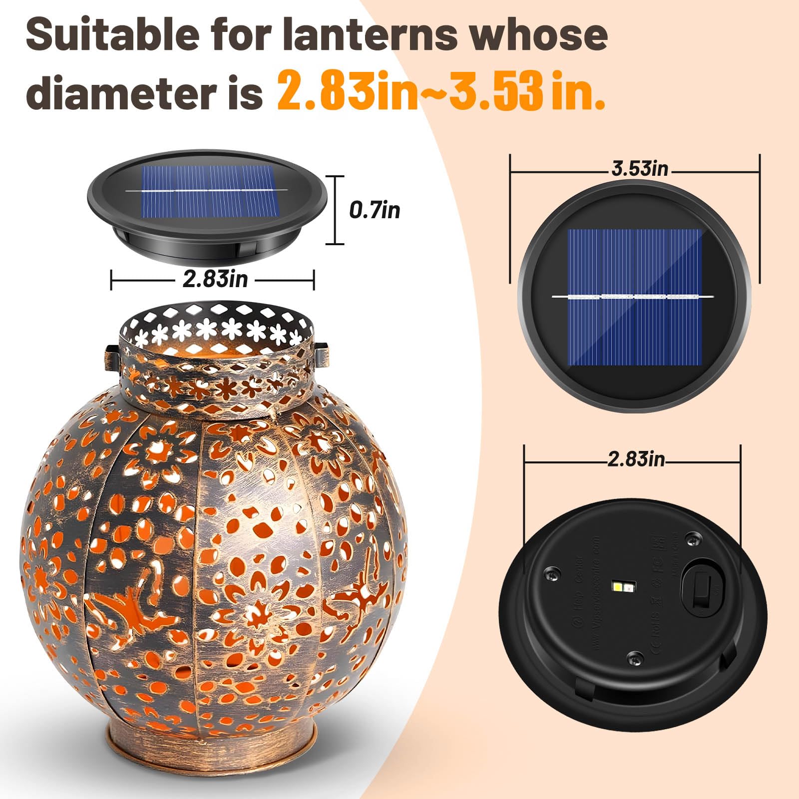 4 Pack Replacement Solar Light Parts 2 Mode Warmwhite And Rgb Color-Changing ,Solar Lights Replacement Top, Inserts For Lanterns