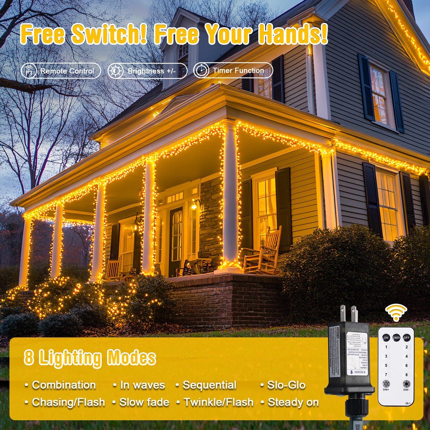 Jmexsuss Christmas Lights Outdoor: 132Ft 400 Led Christmas Tree Lights With Remote - Warm White Christmas String Lights Plug In