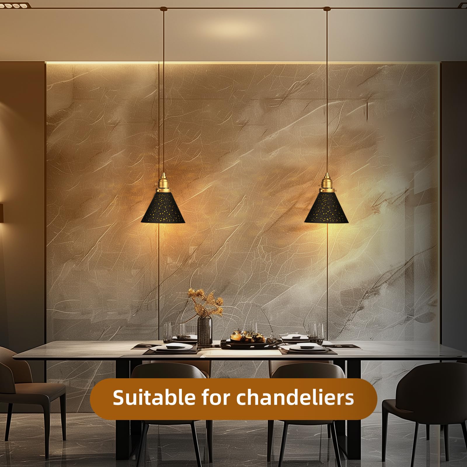 Pendant Light Shade, Alucset Trumpet Star Iron Lampshade Fitter 2.4 Inch Height 7.4 Inch Bottom Diameter 5.7 Inch Fits Bedroom L