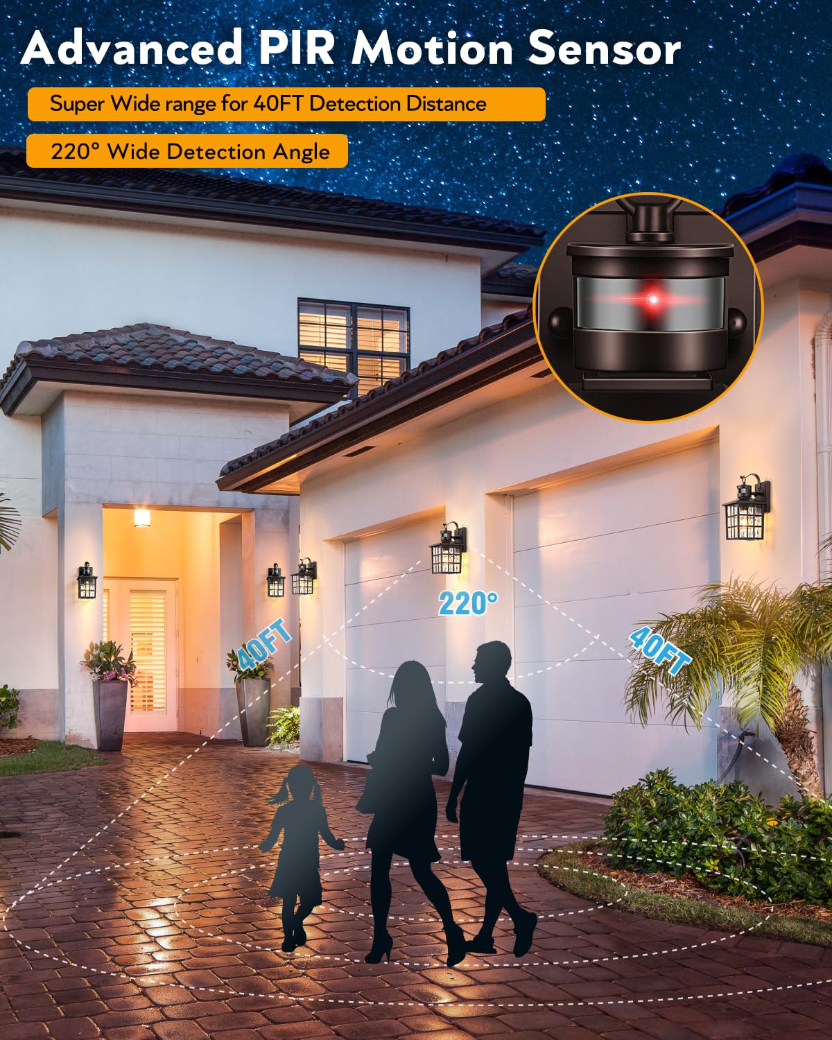 Vianis 2 Pack Motion Sensor Outdoor Lights, Oil Rubbed Bronze Dusk To Dawn Wall Lights Lantern, 100% Aluminum Coach Exterior Lig