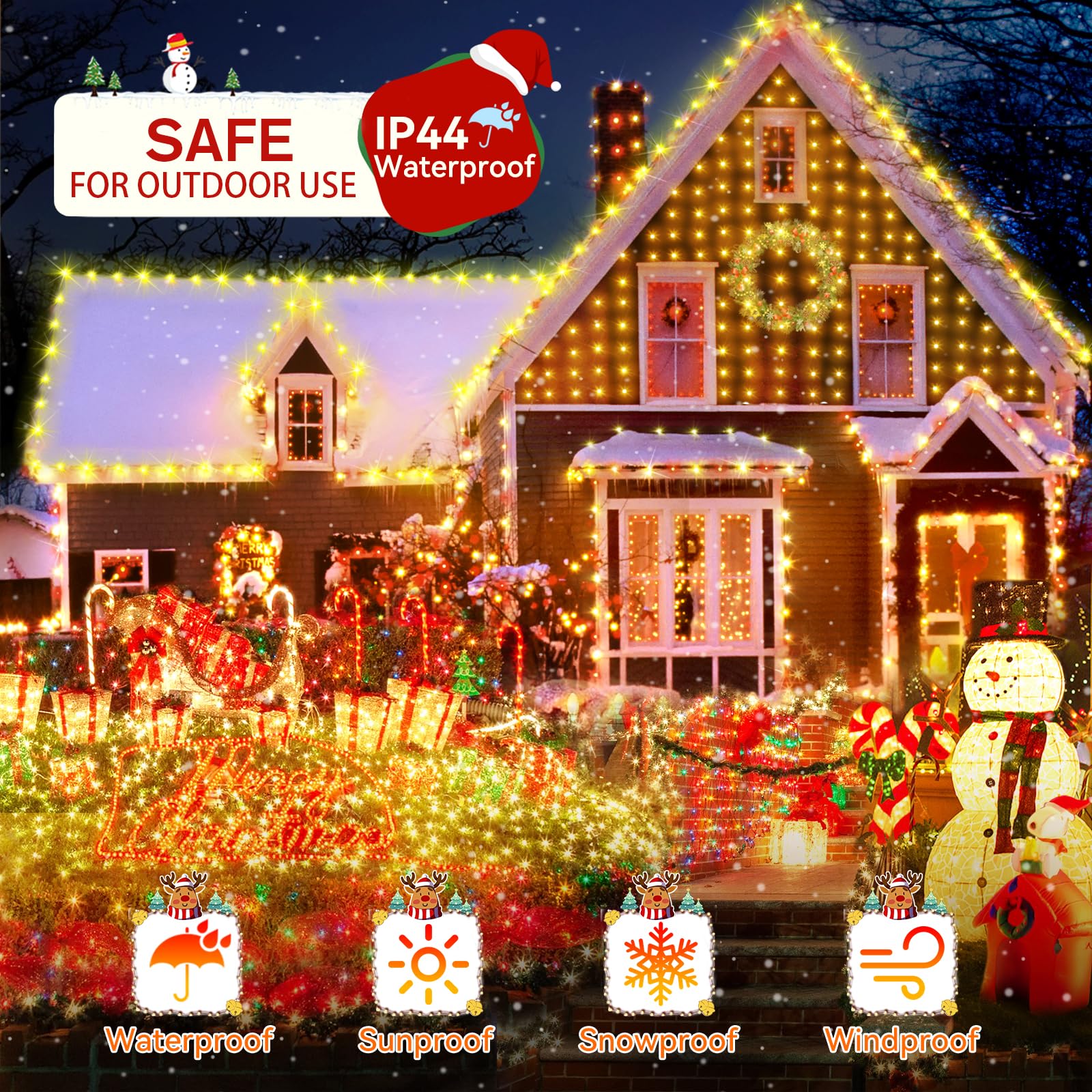 Heceltt 1000 LED Christmas Lights Outdoor, 403FT, Warm White, 8 Modes, Timer, IP44 Waterproof, Model HECE-ST82
