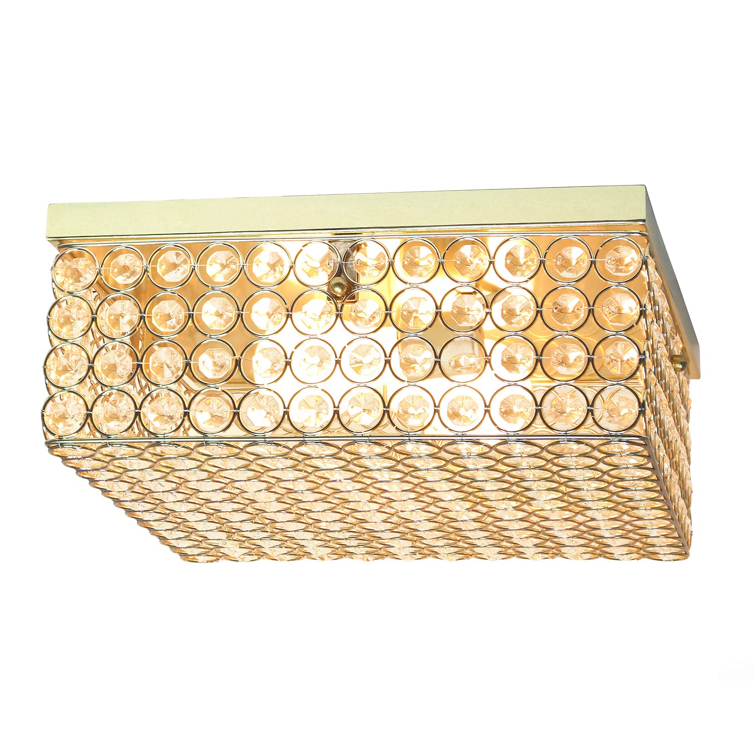 LALIA HOME Glam 2 Light Flush Mount, 12 Inch Square, Metal, Gold, Model LHM-2004-GL