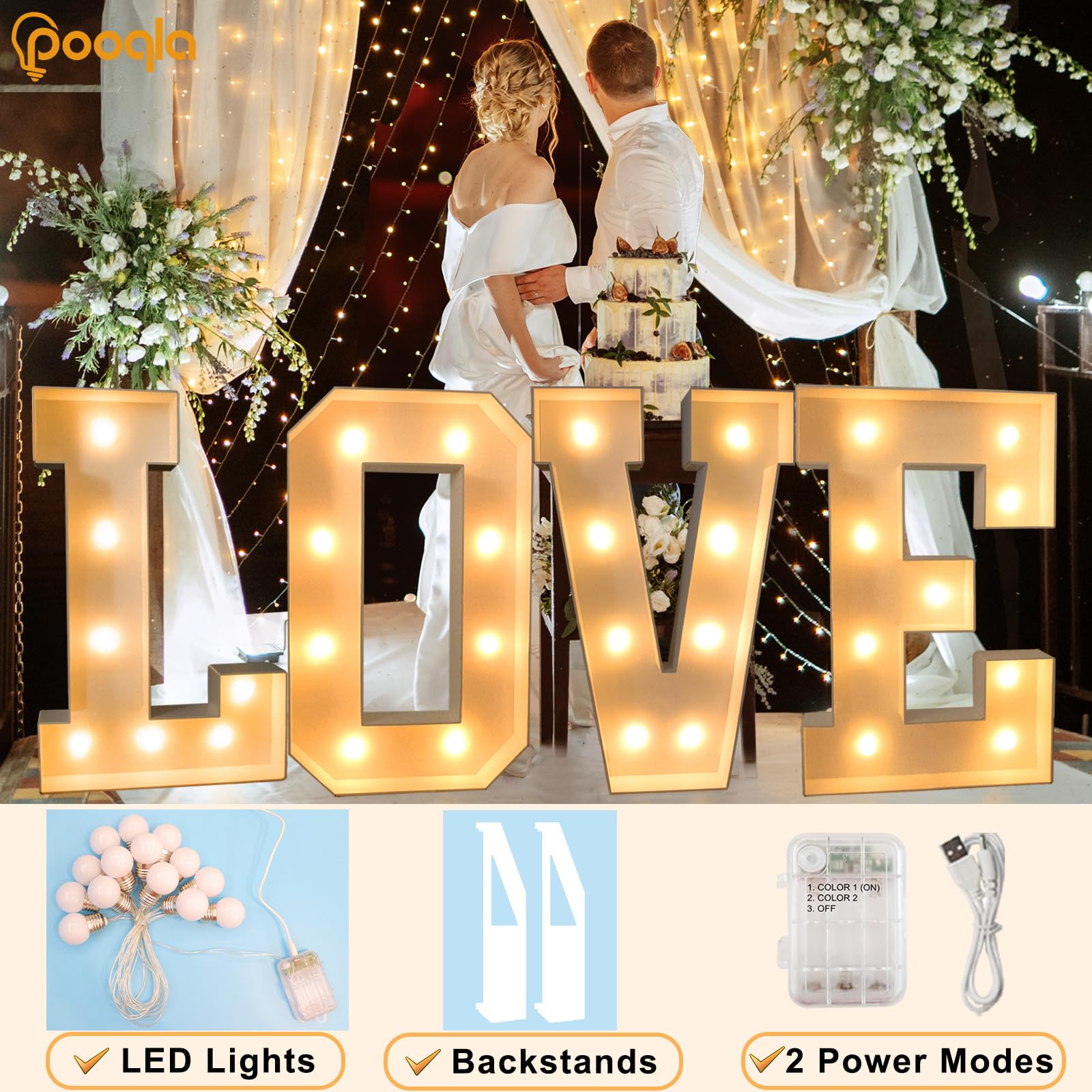 Pooqla 3FT Marquee Light Up Letter Z, Cool White & Warm White LED Decoration for Parties, Model 3FT-FXDJ 2W-Z