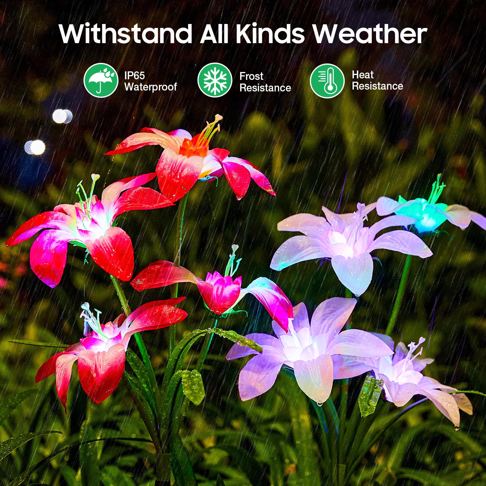 Ahaorigin Solar Garden Lights Outdoor  6 Pack Blooming Lily Solar Flowers Outdoor Waterproof  7 Color Changing Bigger Flower Lights For Yard Patio Outside Decorative Mom Gift