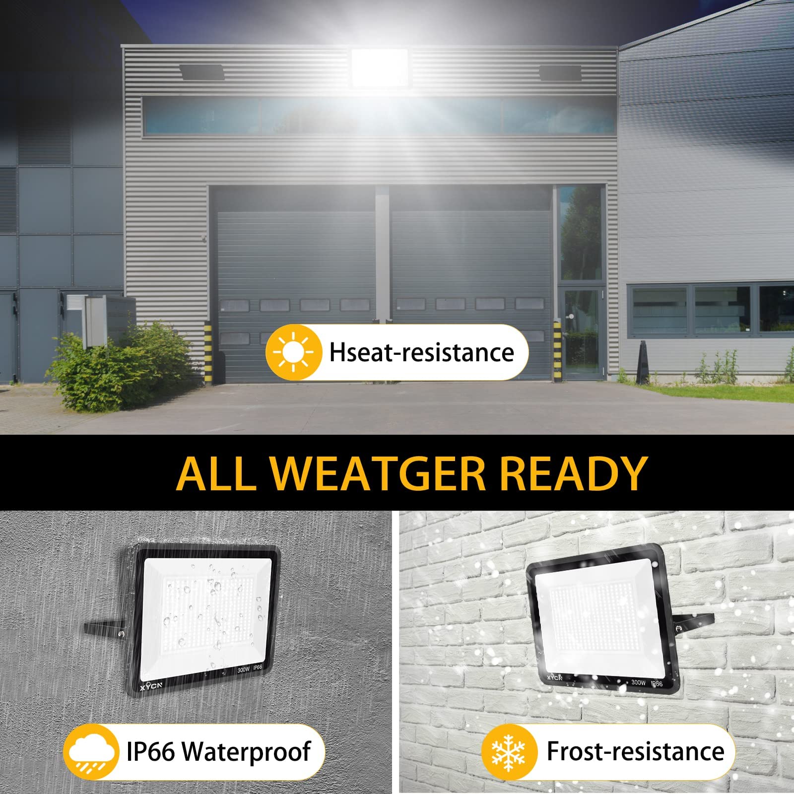 Xycn 300W Led Flood Light, 42500Lm, 5000K Daylight, Ip66 Waterproof For Outdoor Use
