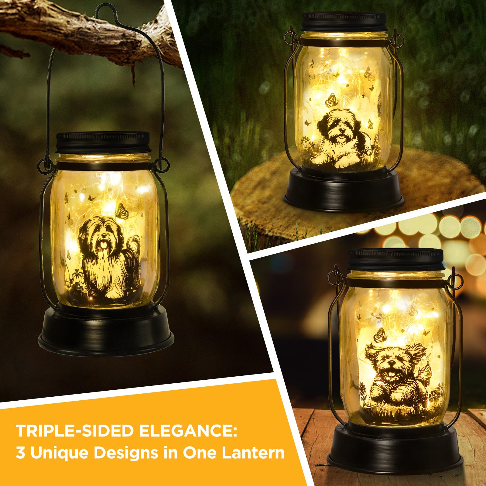 kyoryuger Solar Lantern for Shih Tzu Lovers - Metal Dog Memorial Light for Garden, Yard, Patio, and Porch - Shih Tzu Color