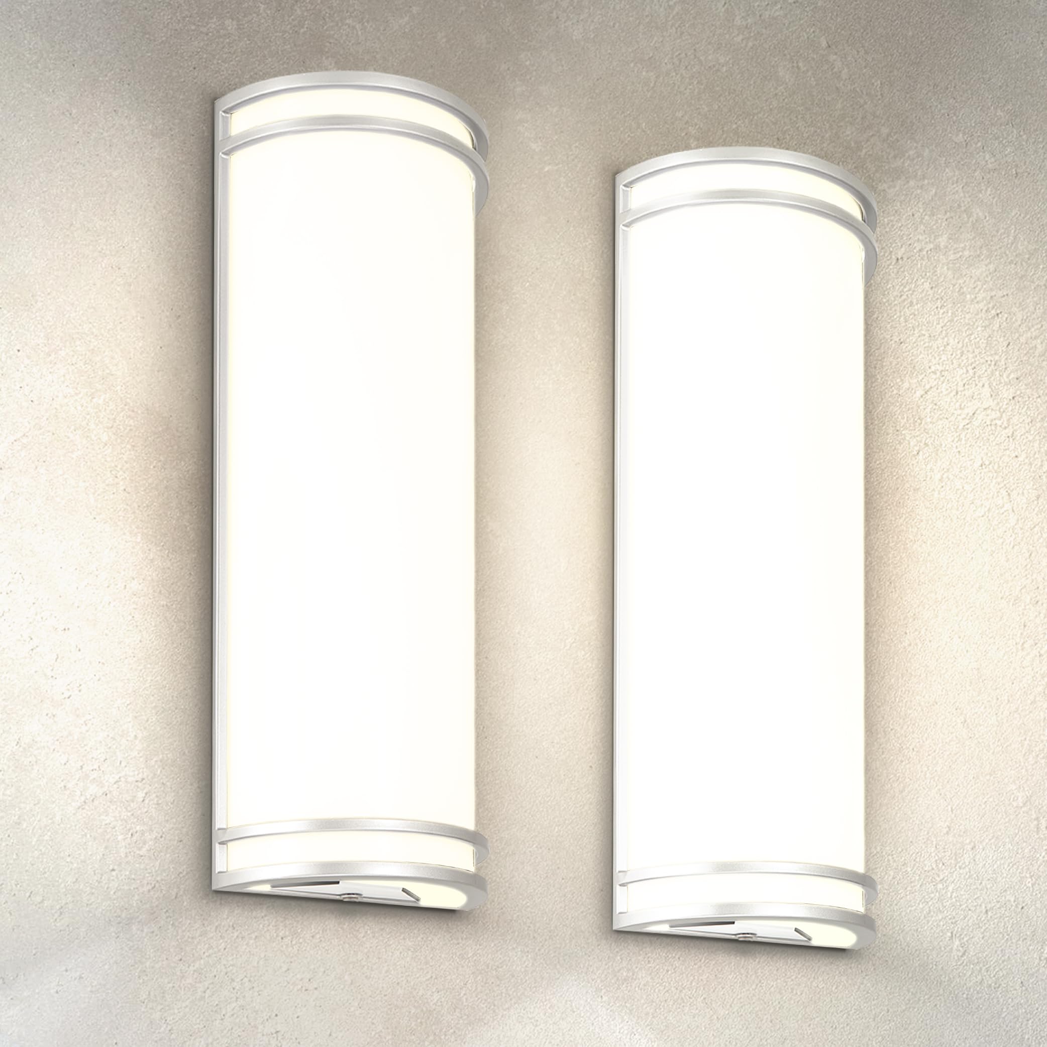 ASD LED Outdoor Wall Mount Light Fixture - 18 Inch, Brushed Nickel, Dimmable, Model A-LWS21M18D20CCNK, 2 Pack