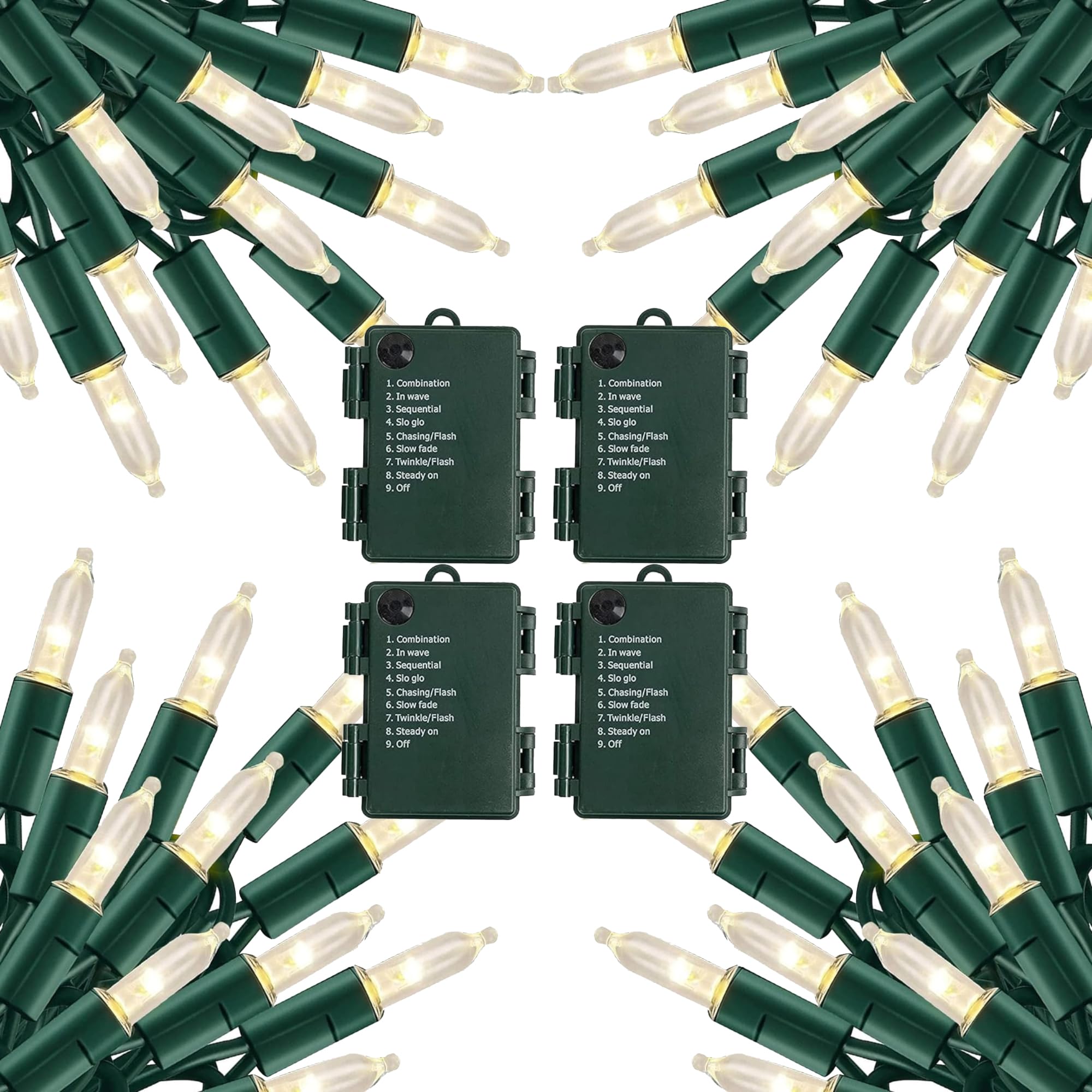 TW SHINE Battery Operated Christmas Lights, 4 Pack Total 200 LED 64 FT Battery Operated String Lights with 8 Modes, Xmas Lights 