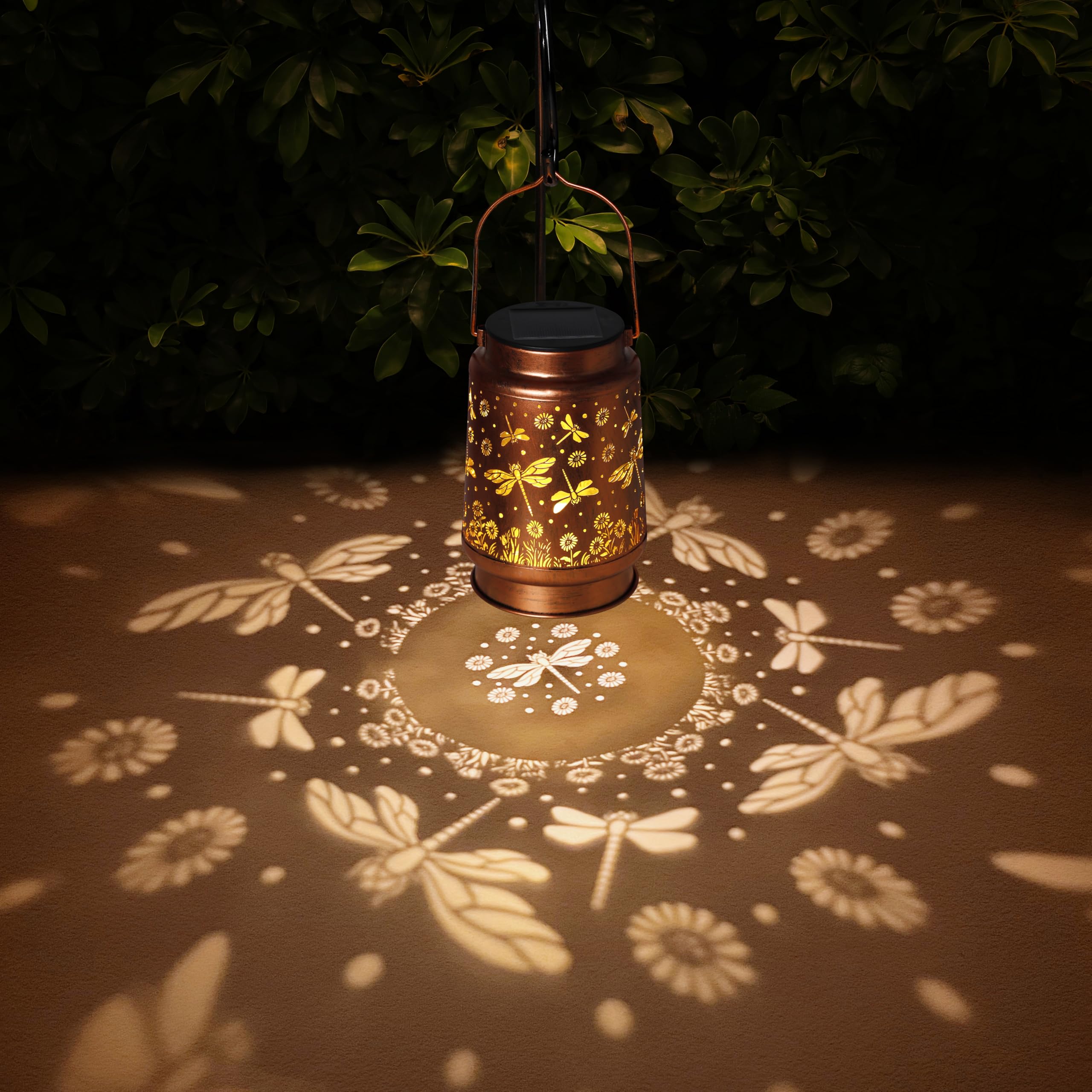 Solar Lanterns Outdoor Waterproof Dragonfly Garden Decor Gifts For Women Mom Grandma Hanging Solar Lights Metal Solar Decoration