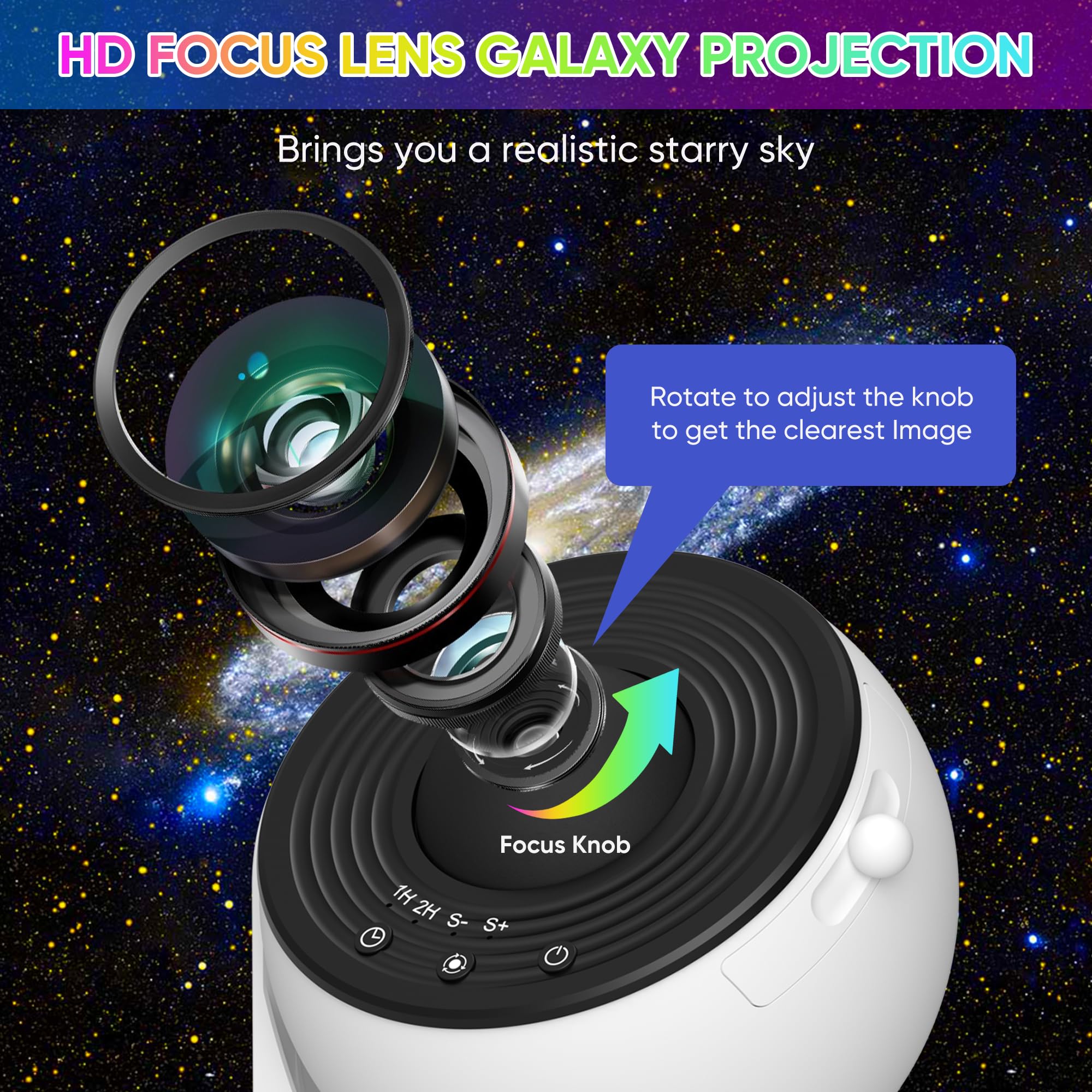 Flylily Galaxy Projector, 13 In 1 Hd Planetarium Star Projector For Bedroom, 360 Rotating Star Light With Adjustable Knob And Ti