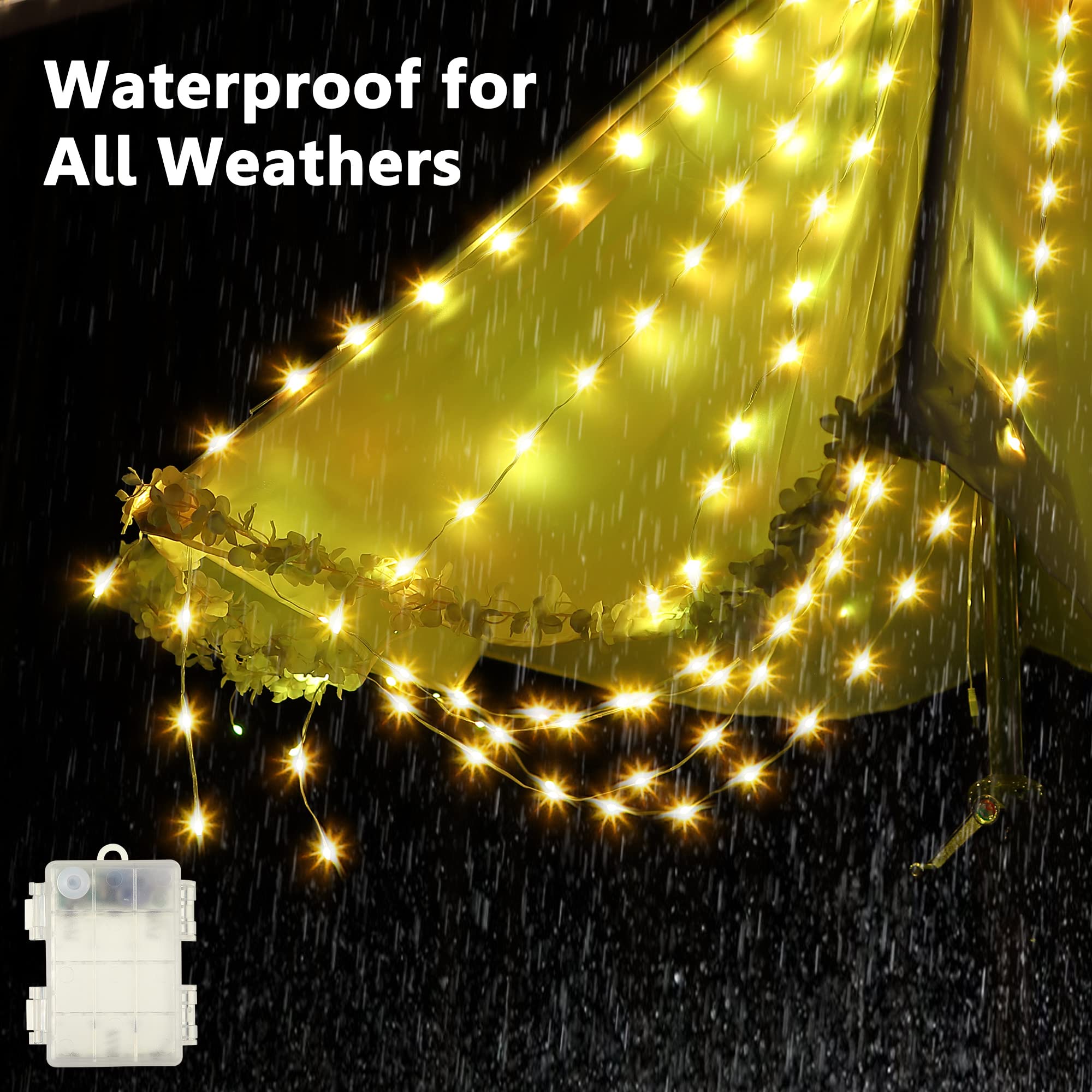 Enhon Patio Umbrella String Lights, 16 Color Changing LED, 12 Modes, Remote Control, Waterproof, Blue, Model E-0178