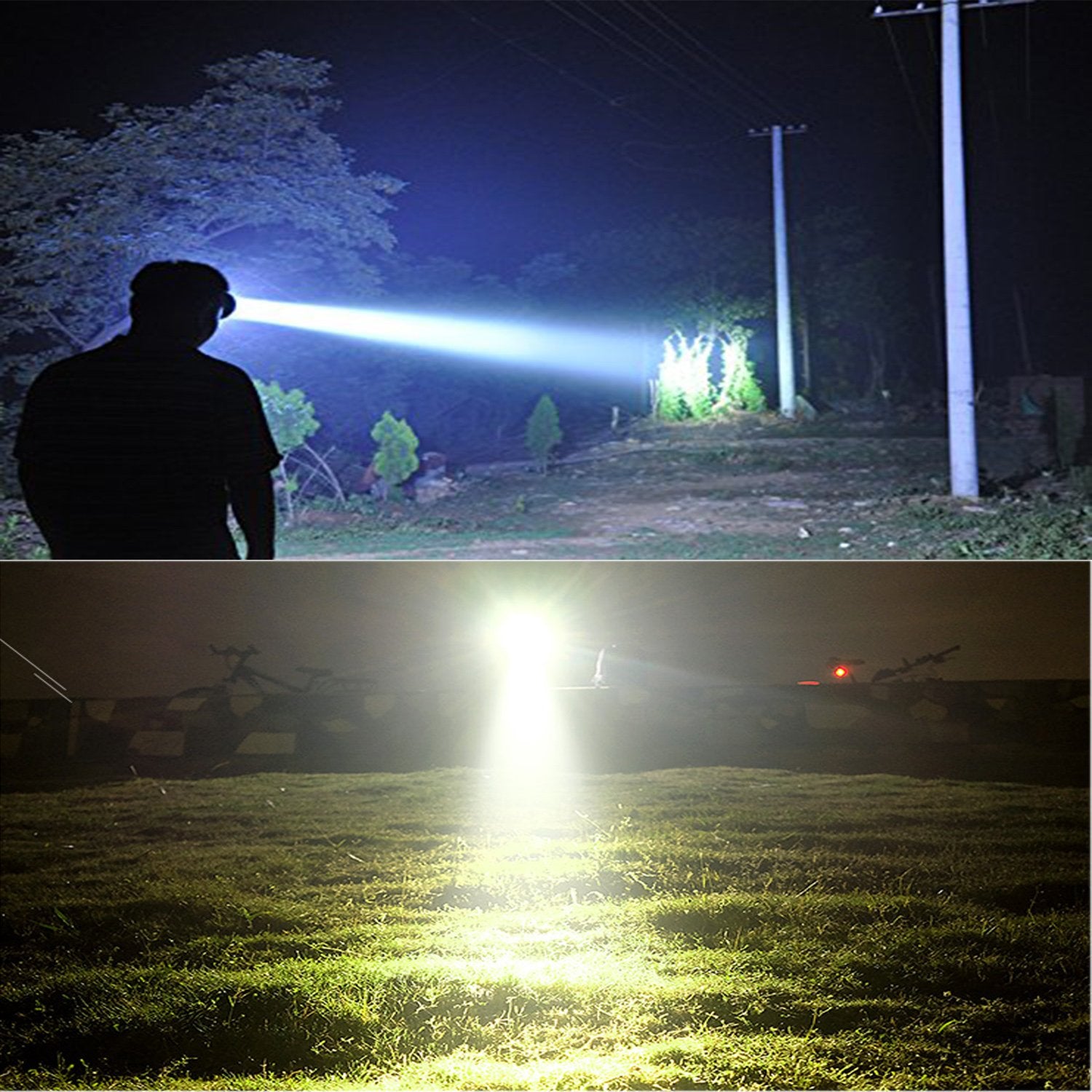 ODEAR Super Bright Rechargeable LED Headlamp - Large, Black, Battery Powered for Outdoor Camping & Fishing