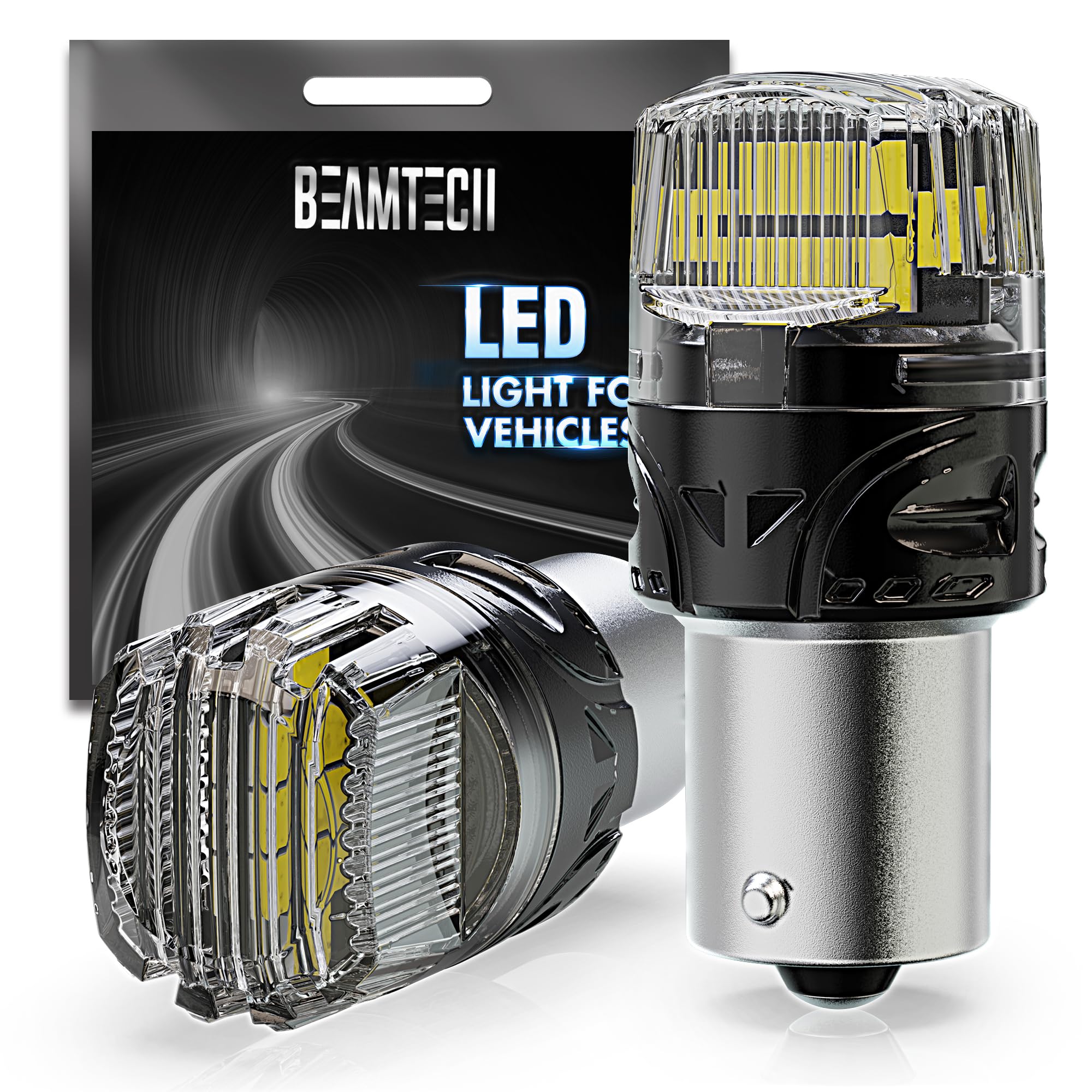 BEAMTECH 1156 LED Bulbs for Reverse Lights, 6500K Cool White, Pack of 2