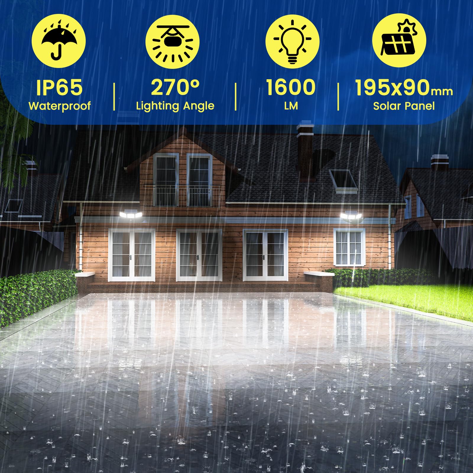 AIXPI Solar Lights Outdoor 240 LED Motion Sensor Flood Lights IP65 Waterproof 2Pack Black