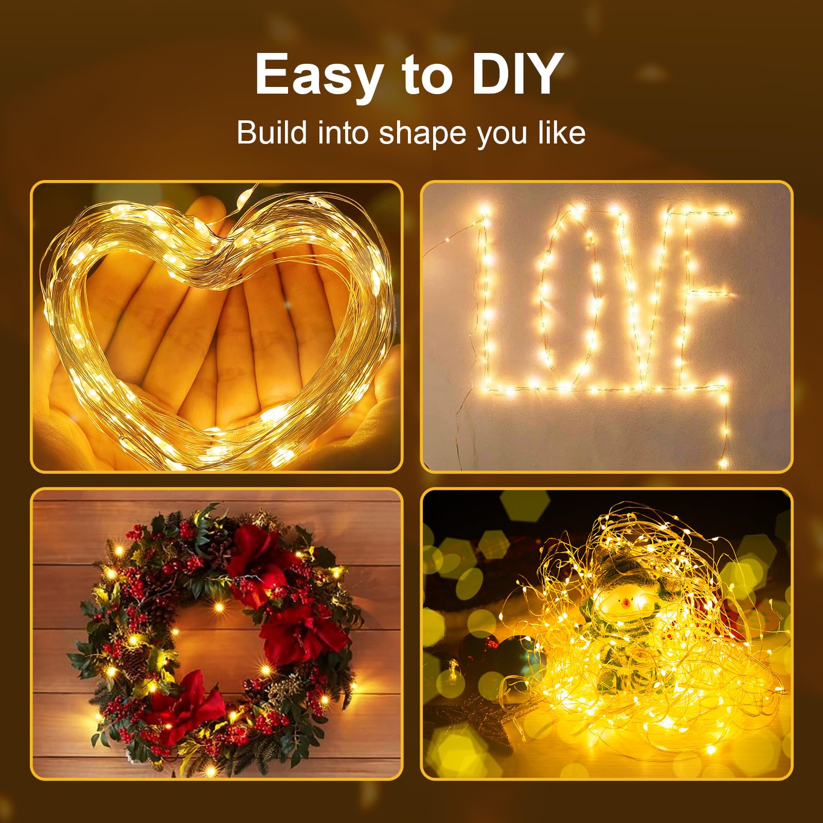 ZGWJ LED Fairy Lights Battery Operated, 50 LED 16FT Copper Wire Mini String Lights Waterproof for Bedroom,Halloween,Christmas,Pa