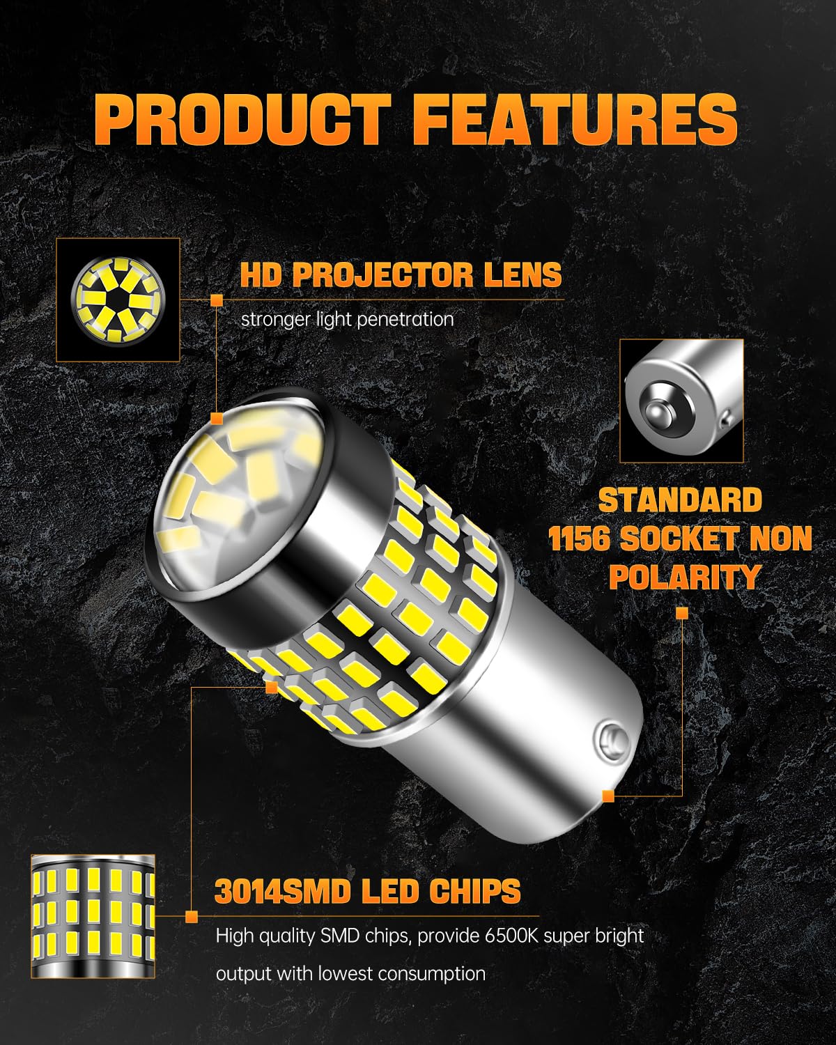 LUYED 1156 LED Bulb 1800Lumens Super Bright 3014 78-EX Chipsets 1156 1141 1003 7506 LED Bulbs Used for Back Up Reverse Lights,Br