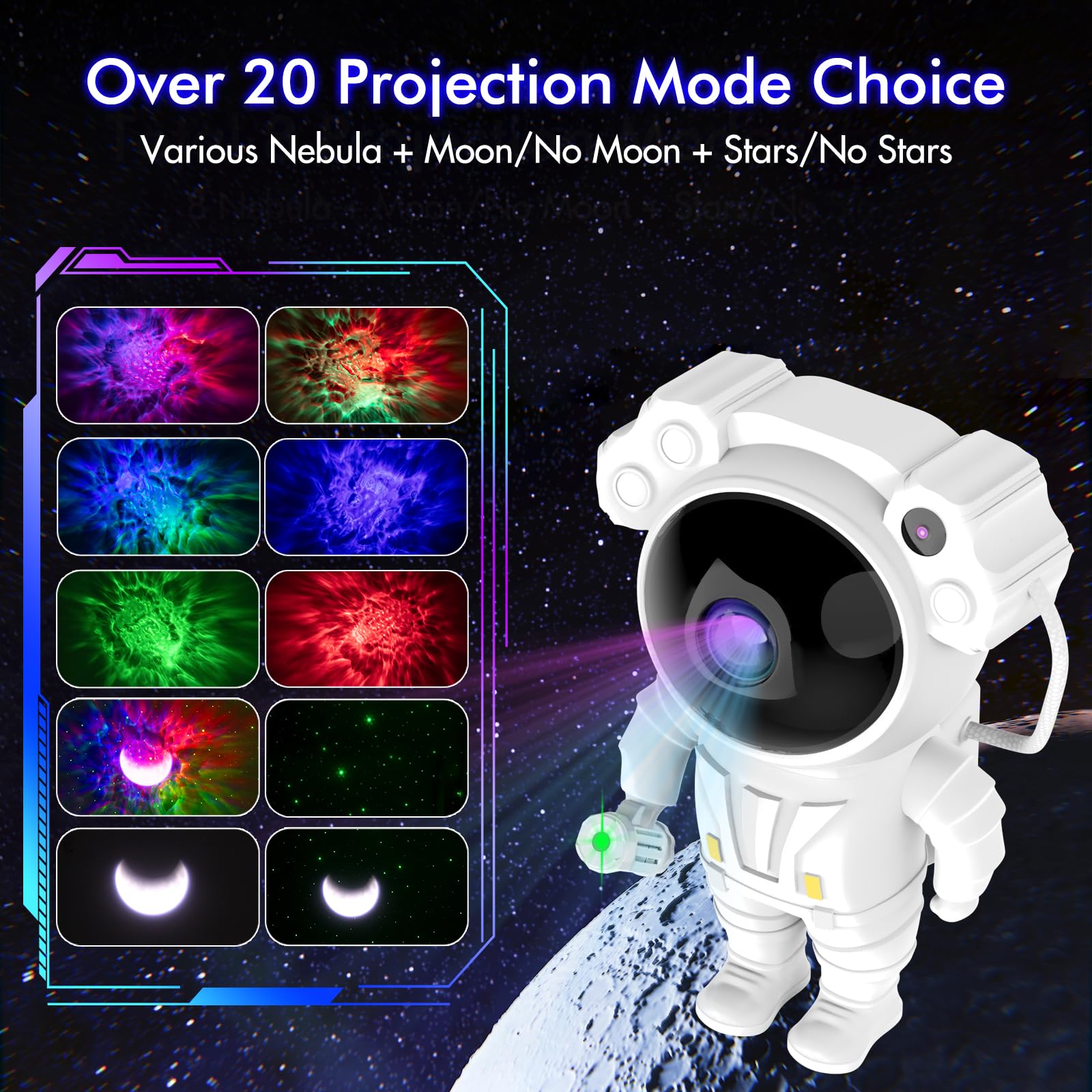 Astronaut Galaxy Projector, Star Projector Led Night Light - Starry Nebula Moon Lamp With Timer And Remote, Bedroom Decor Aesthe