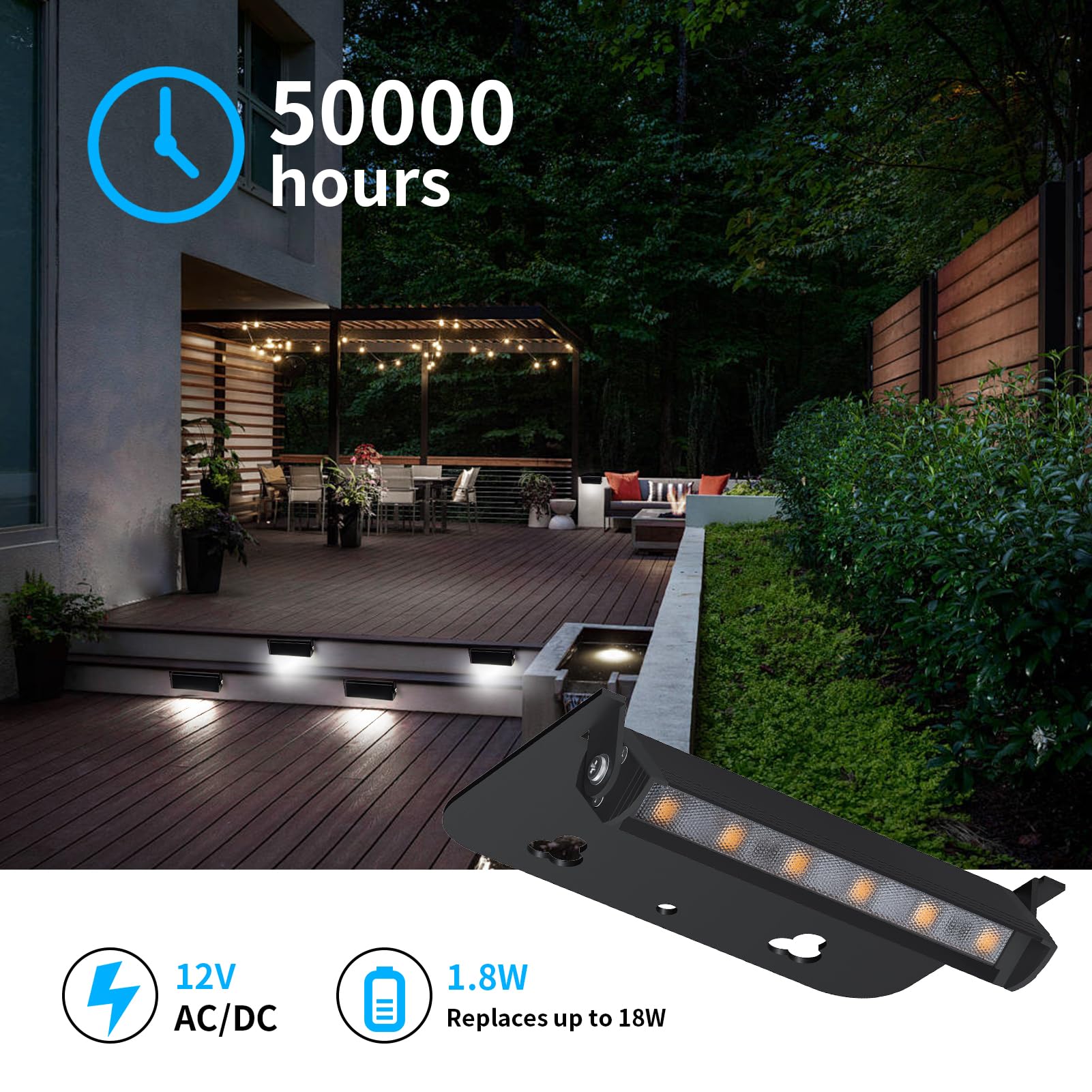 Lecotresy Modern Hardscape Lighting - 4inch, 1.8W, 5000K Daylight White, IP65 Waterproof, 12V Low Voltage, 8 Pack