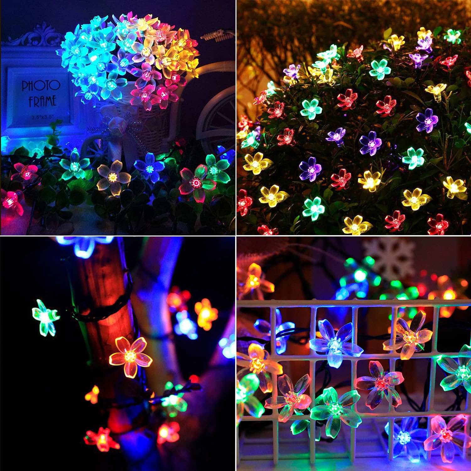 KENTA Solar String Flower Lights, 100 LED, 40Ft, Waterproof Multi-Color Fairy Lights, 8 Lighting Modes, Model KCS-YHD-1P