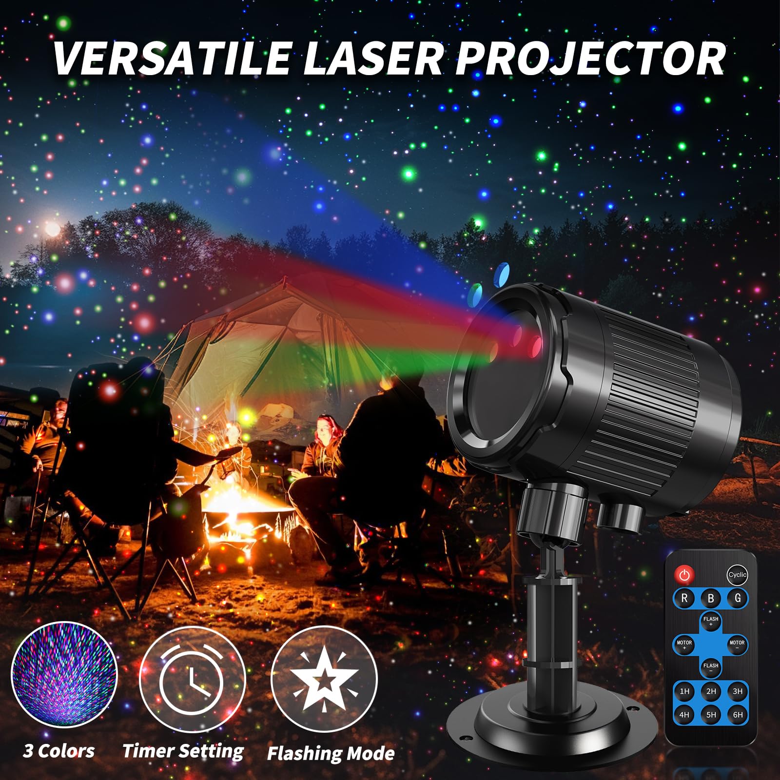 Christmas Laser Projector Light Outdoor: Rgb 3 Colors Firefly Moving Laser Lights, Ip65 Waterproof Star Projector Lights Show De