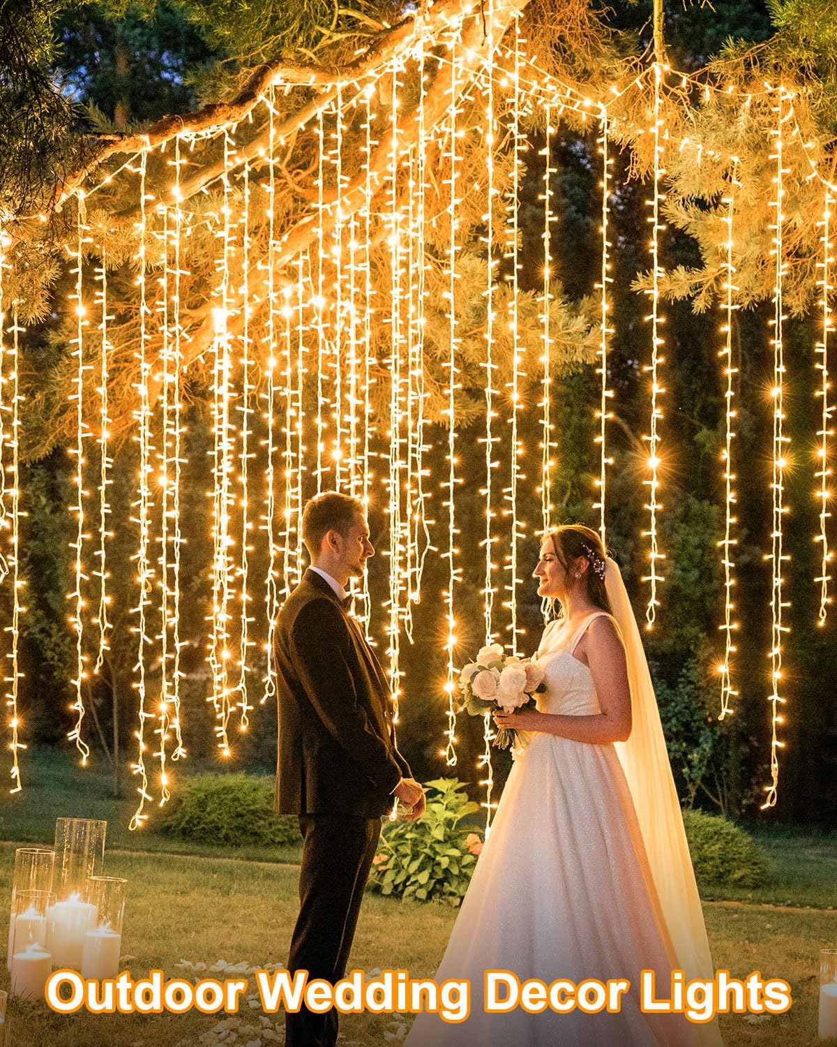 Jixxulvu 552Ft 1400Led Warm White Christmas Lights Outdoor  Extra Long Outdoor String Lights Waterproof  Timer & Memory  8 Modes Dimmable Plug In Fairy For Outside Tree Wedding Patry