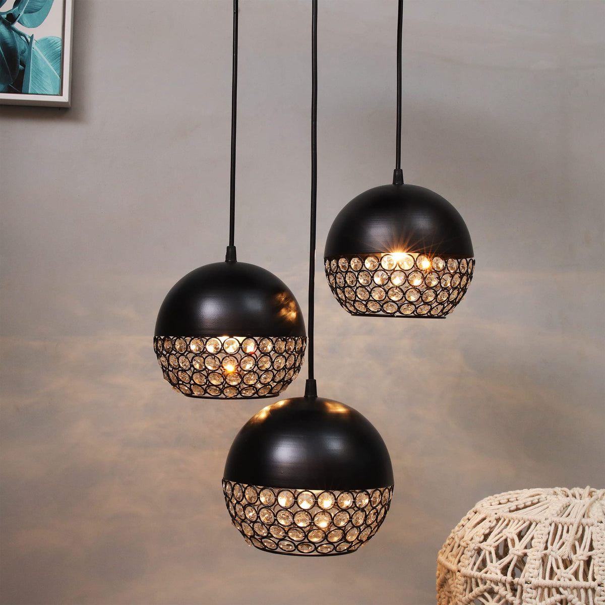Homesake Hanging Light 3-Round Ceiling Lights Pendant Light, Items for Living Room, Chandelier for Living Room Modern, Balcony D