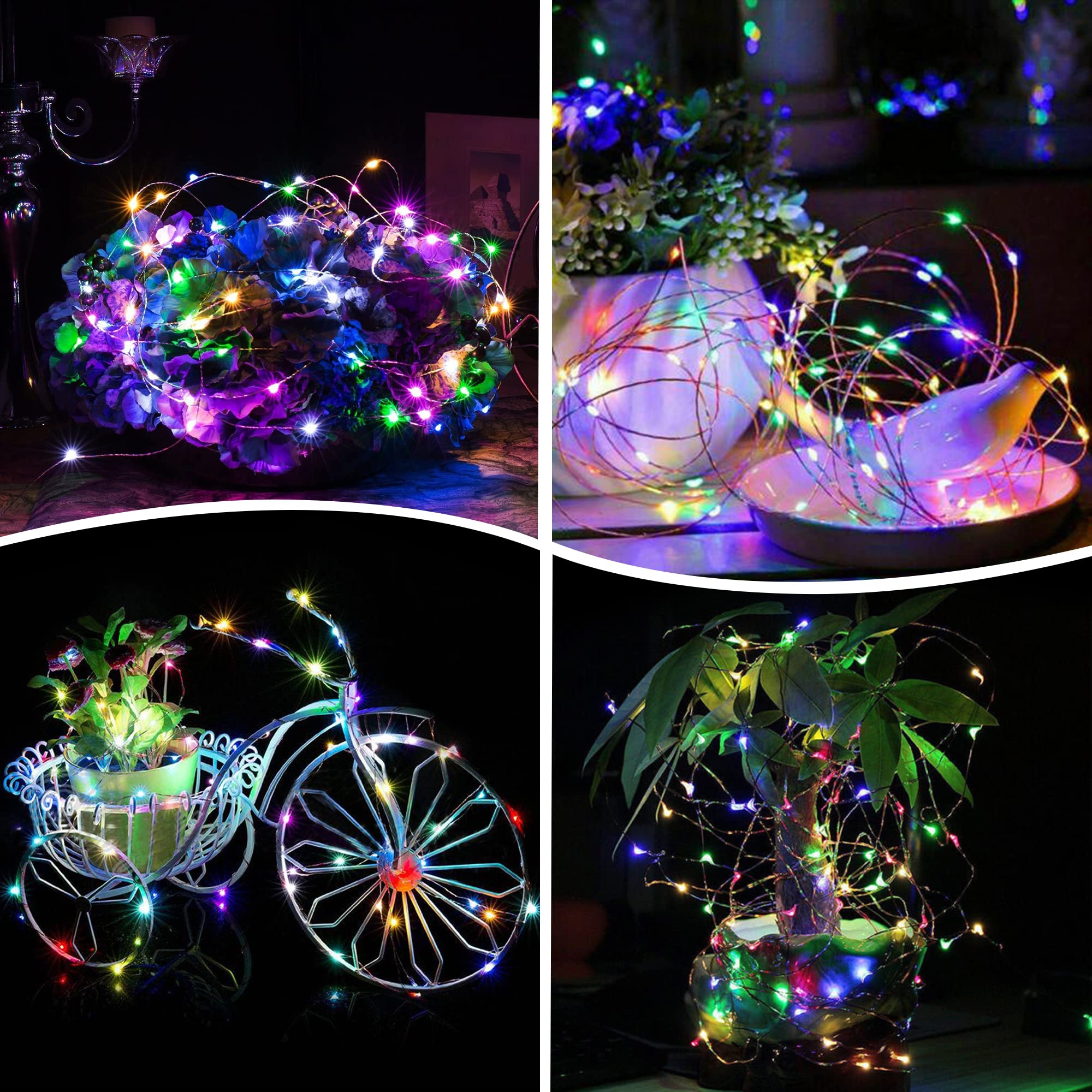 Kemooie 2 Packs Solar Christmas Lights, 100 Led 33Ft 8 Twinkle Modes Multicolor Solar Powered Fairy Lights, Waterproof For Outdoor, Tree, Garden, Christmas Decorations(Multi Color)
