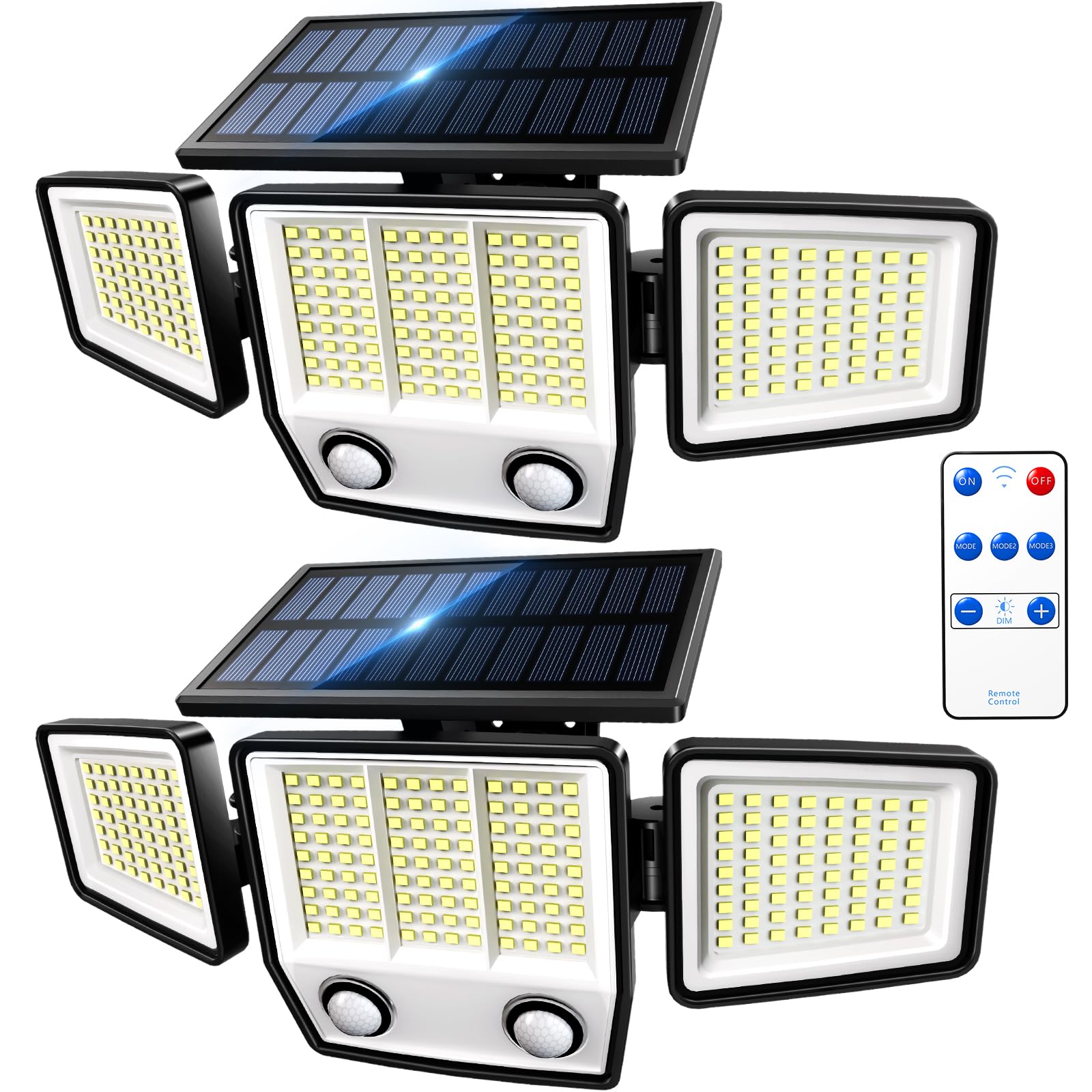 MDCMDCM Solar Motion Sensor Outdoor Lights Waterproof - 3000LM 3 Modes Security Lights Outdoor 270 Illumination IP65 LED Flood W