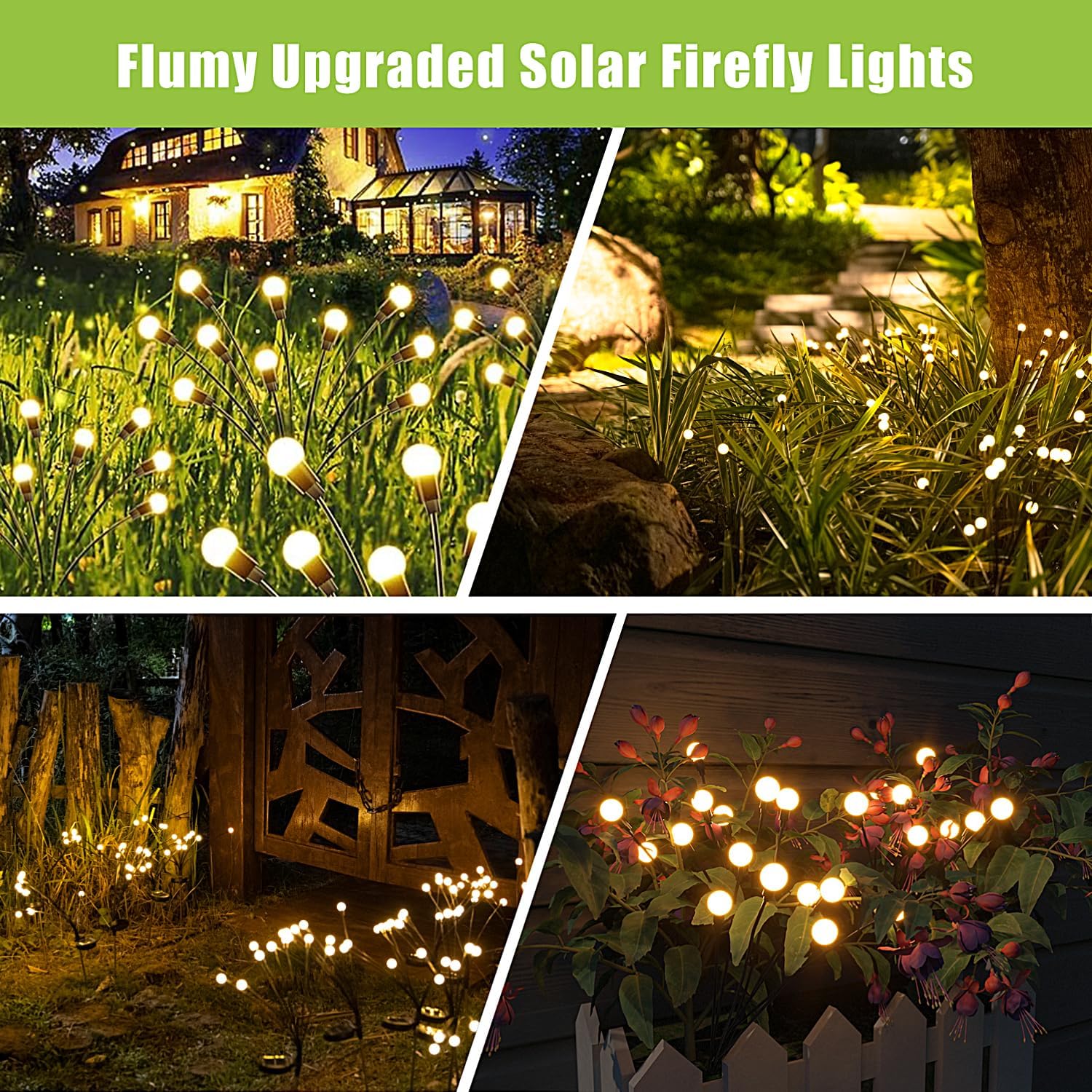 Flumy Solar Lights Outdoor Waterproof 6 Pack, Upgraded Outdoor Firefly Light For Yard Patio Garden Decor, Solar Lights For Outsi