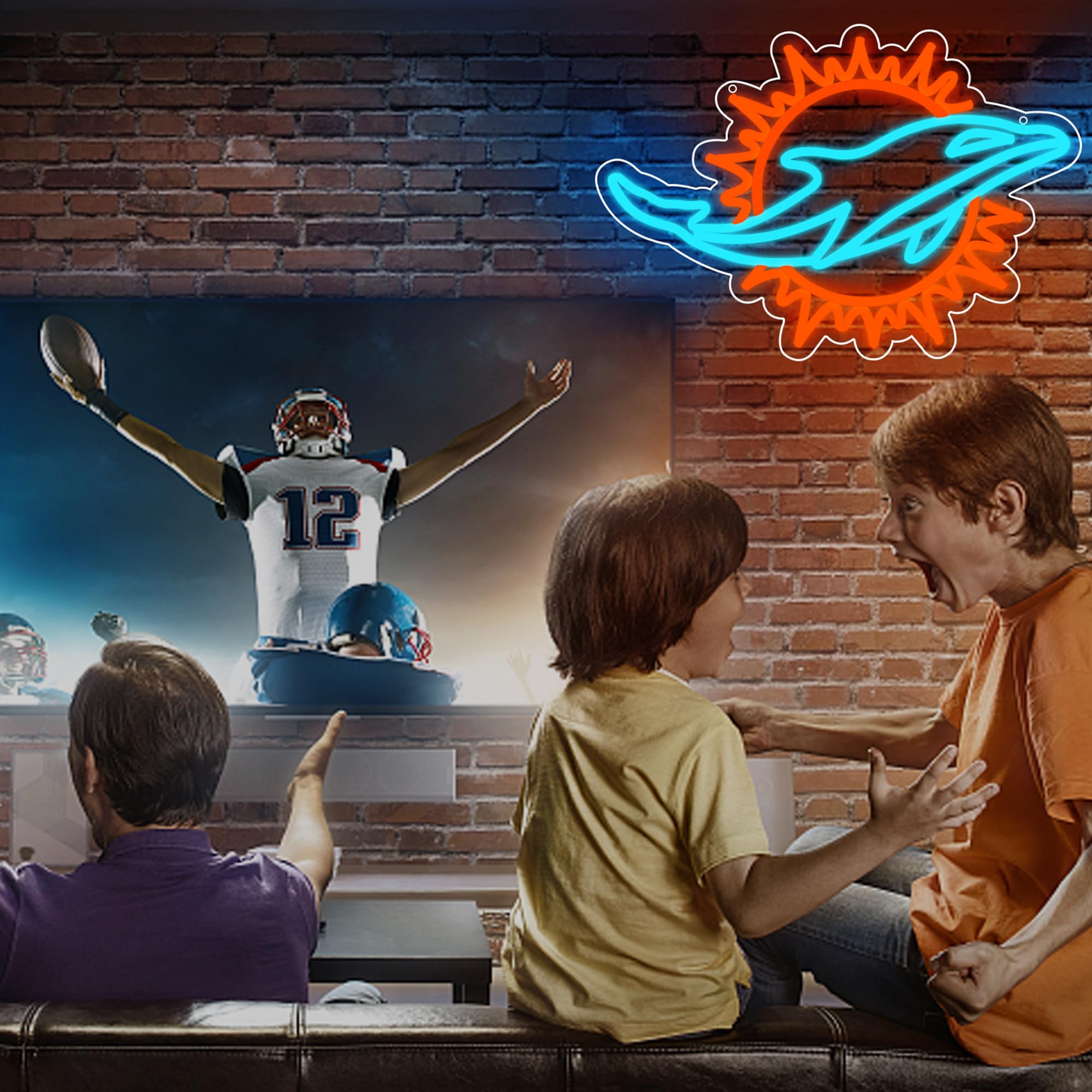 Football Neon Sign For Wall Decor Football Led Neon Light For Man Cave Birthday Gifts For Rugby Fans Ice Blue Light Sign For Party Club Bar Dorm Size16.1 * 12Inch(Zyld118)