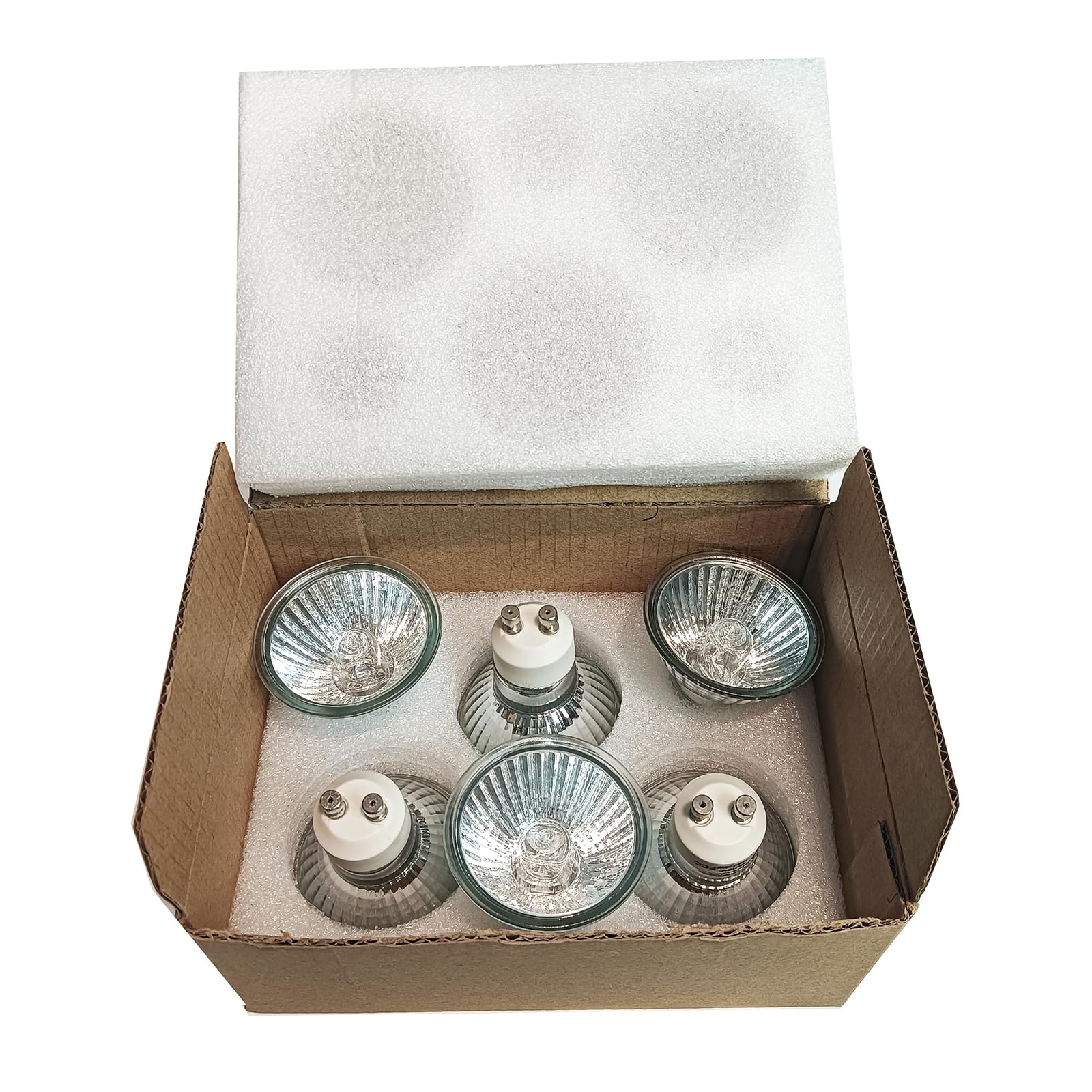Elenhome GU10 Halogen Light Bulbs, 50W Dimmable, 6 Pack, 2800K Warm White, Glass Cover, Model E50-GU10-6