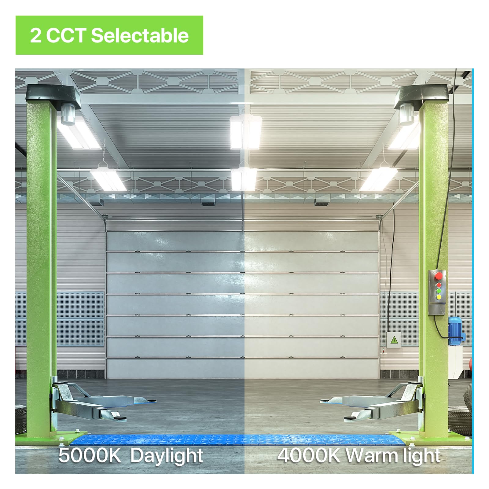 Glitgate Linear Led High Bay Shop Light 200W/150W/100W Adjustbale 2Pack, 2Ft 4000K/5000K Selectable High Bay Lights, Cetl/Dlc Li