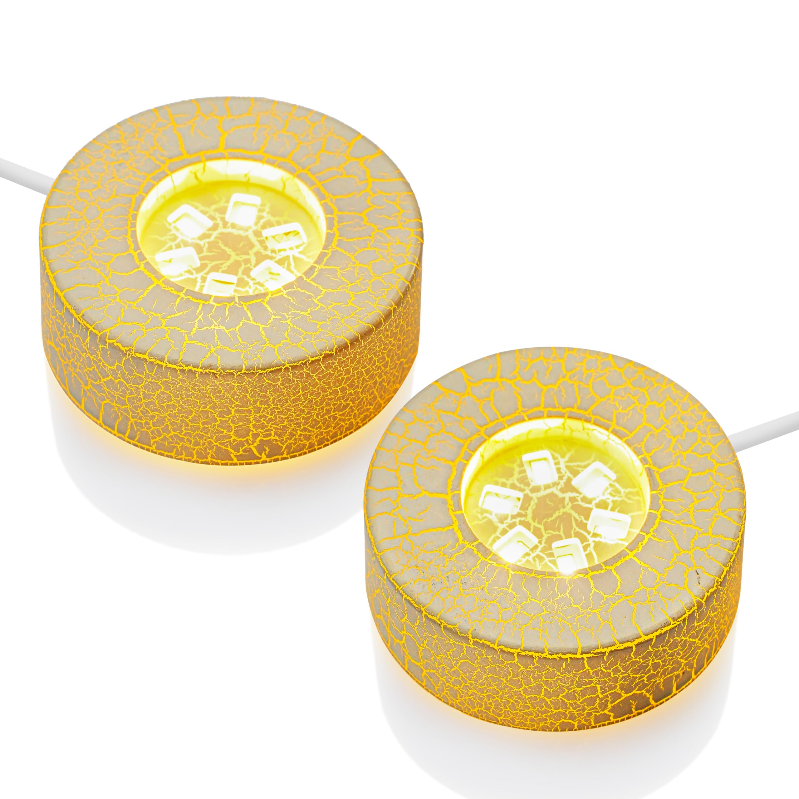 ZEERSHEE LED Display Stand for 3D Crystal Art, 2Pcs, Beige, Plastic, 2.7x1 inch, Warm Light Lamp Base for Home Decor