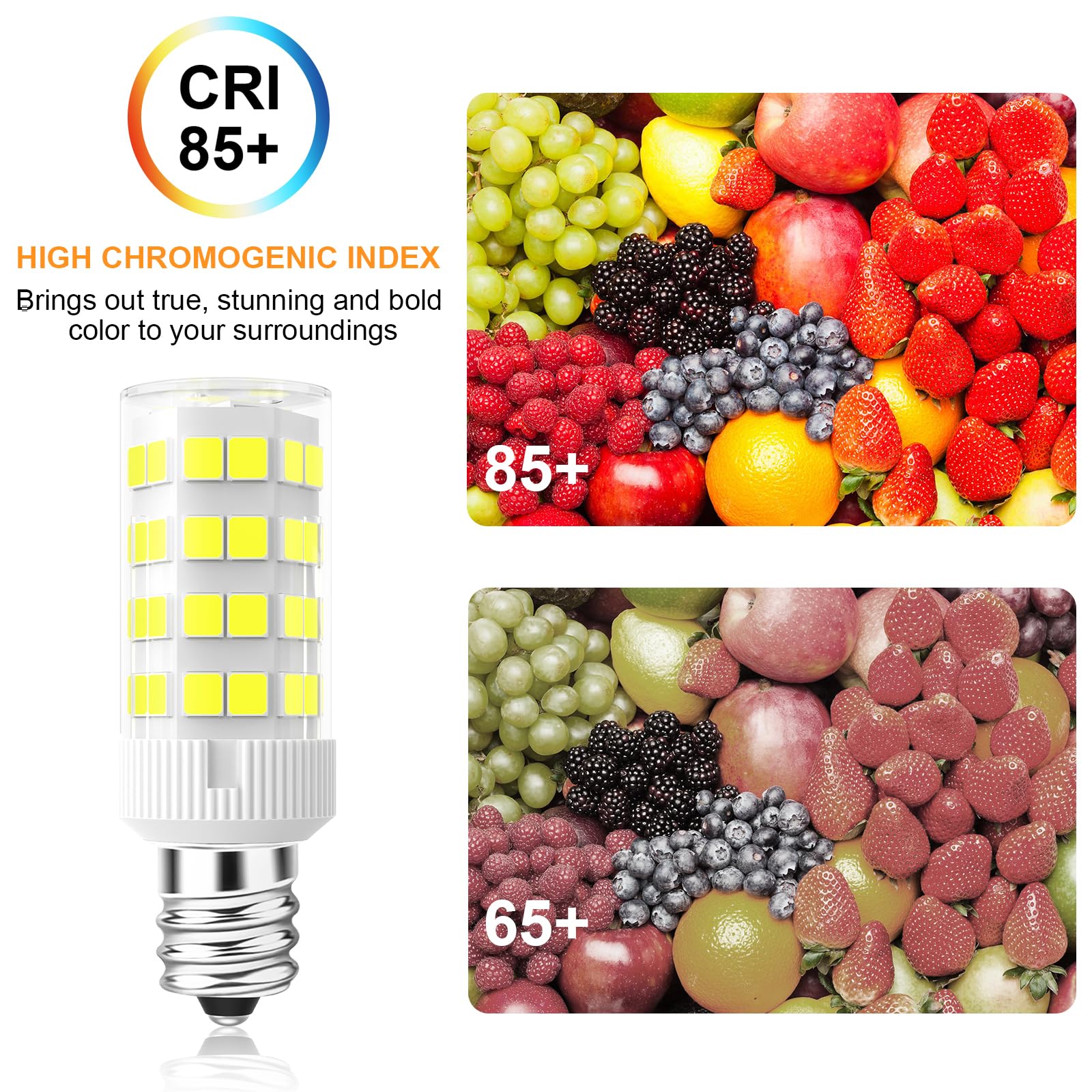 Lacnooe E12 Led Light Bulbs 5W Equivalent To E12 Candelabra Bulb 40 Watt Type B T6 120V Small Bright C7 Led Bulb, Daylight White