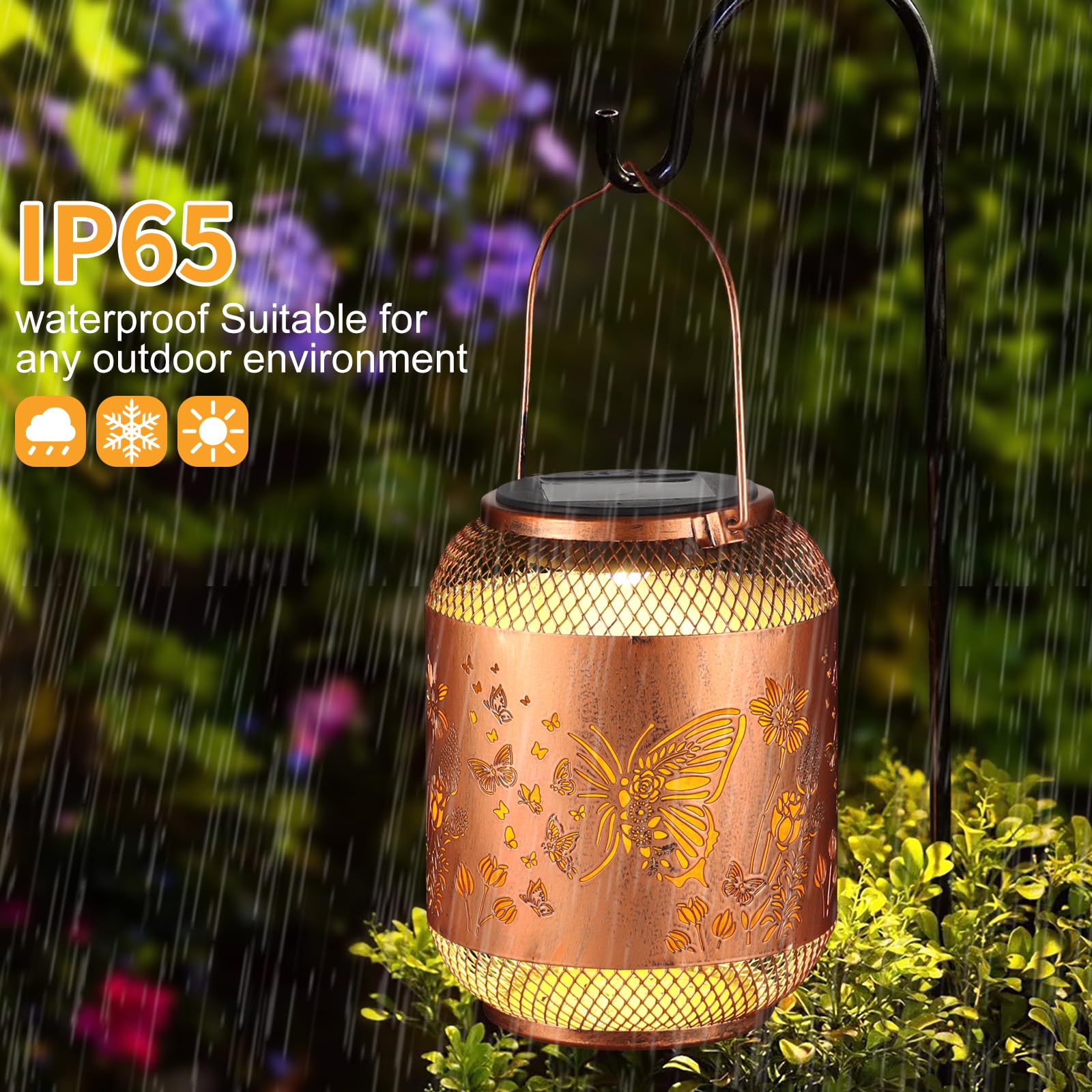 Solar Lanterns Outdoor Waterproof Birthdays Gifts For Women Mom Grandma Butterfly Garden Decor Outdoors Christmas Hanging Solar