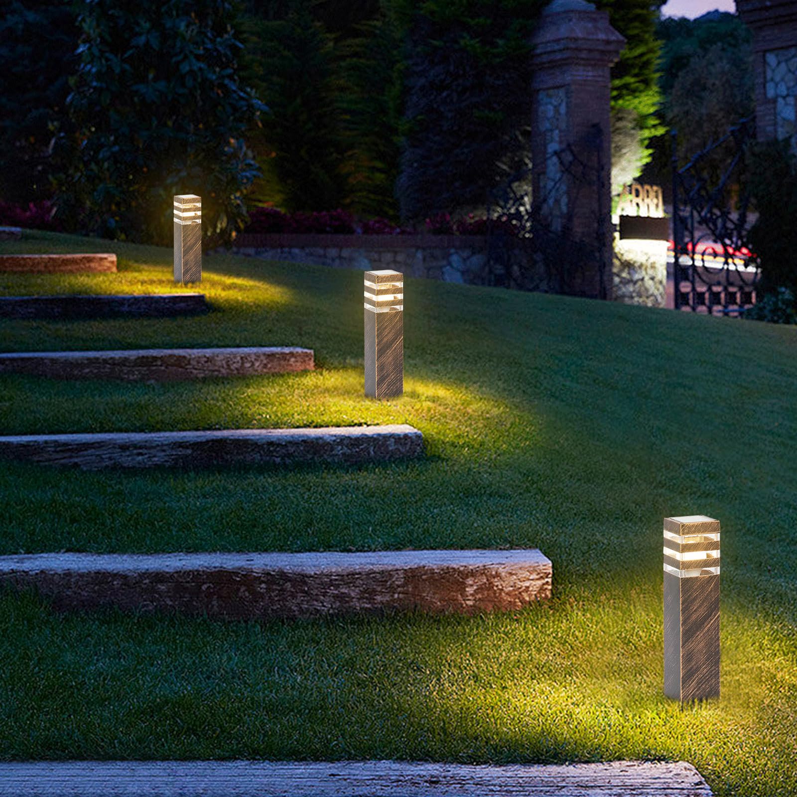 Slawa Bronze Outdoor Pathway Lights, Ip65 Waterproof Aluminum Pillar Lamps For Yard & Patio