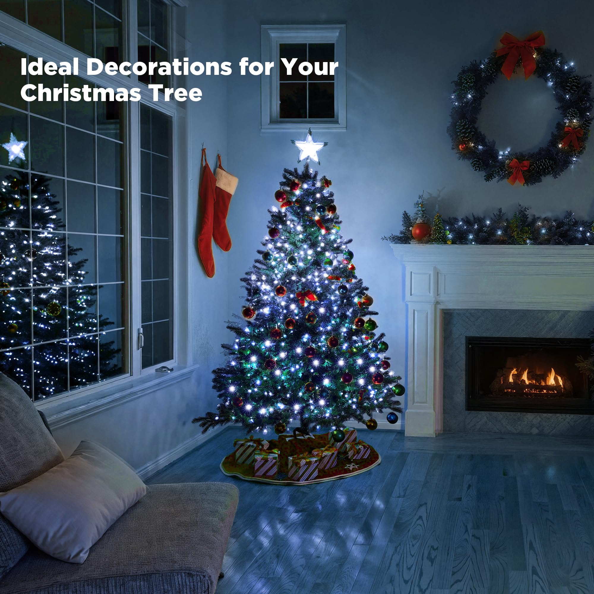 Wbao Christmas Lights Indoor Outdoor 500Led 174Ft  Super Bright Led Christmas String Lights With Ul Certified  8 Lighting Modes  Timer  Memory & Waterproof For Trees  Patio  Party Decor  Cool White