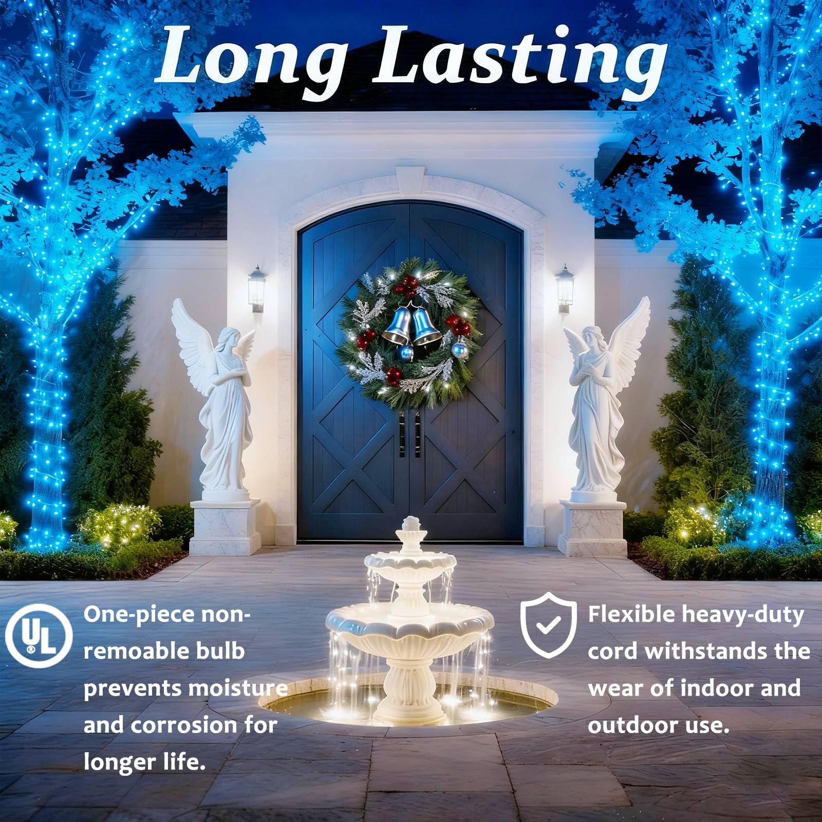 Blunem 50 Counts Aqua Led Christmas Lights - 25Ft Christmas Tree Lights Commercial Grade Outdoor Waterproof  White Wire Aqua Indoor Mini Plug In  5Mm Wide Angle Indoor For Xmas  Ul Certified