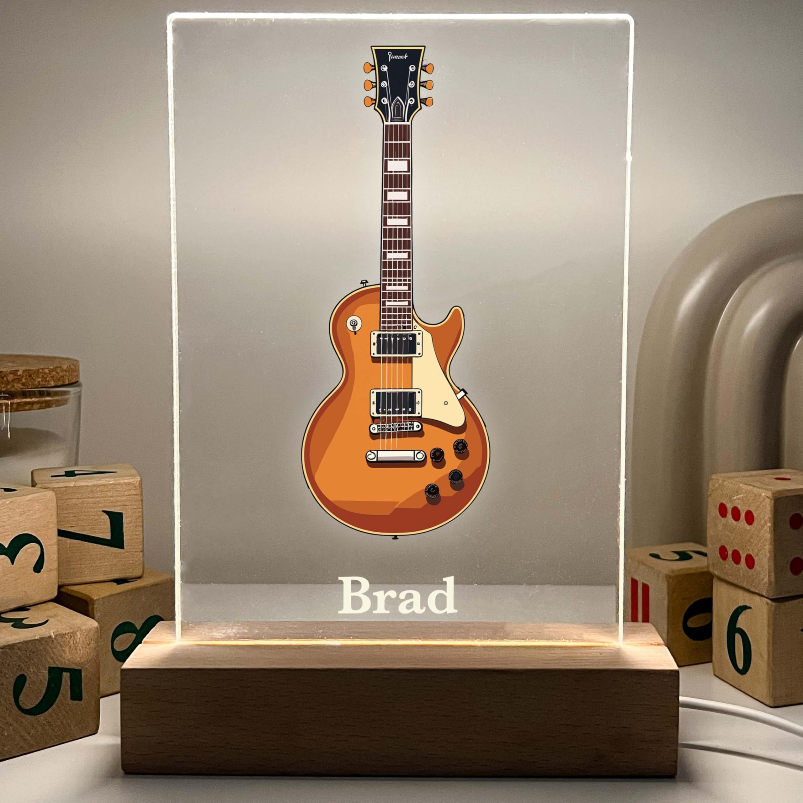 Mirror Mania Personalized Electric Guitar Nightlight Music Theme Middle High School Concert Band Club Members Kids Teens Custom Birthday Guitarist Musician Night Light Led Light Up Gift Made In Usa