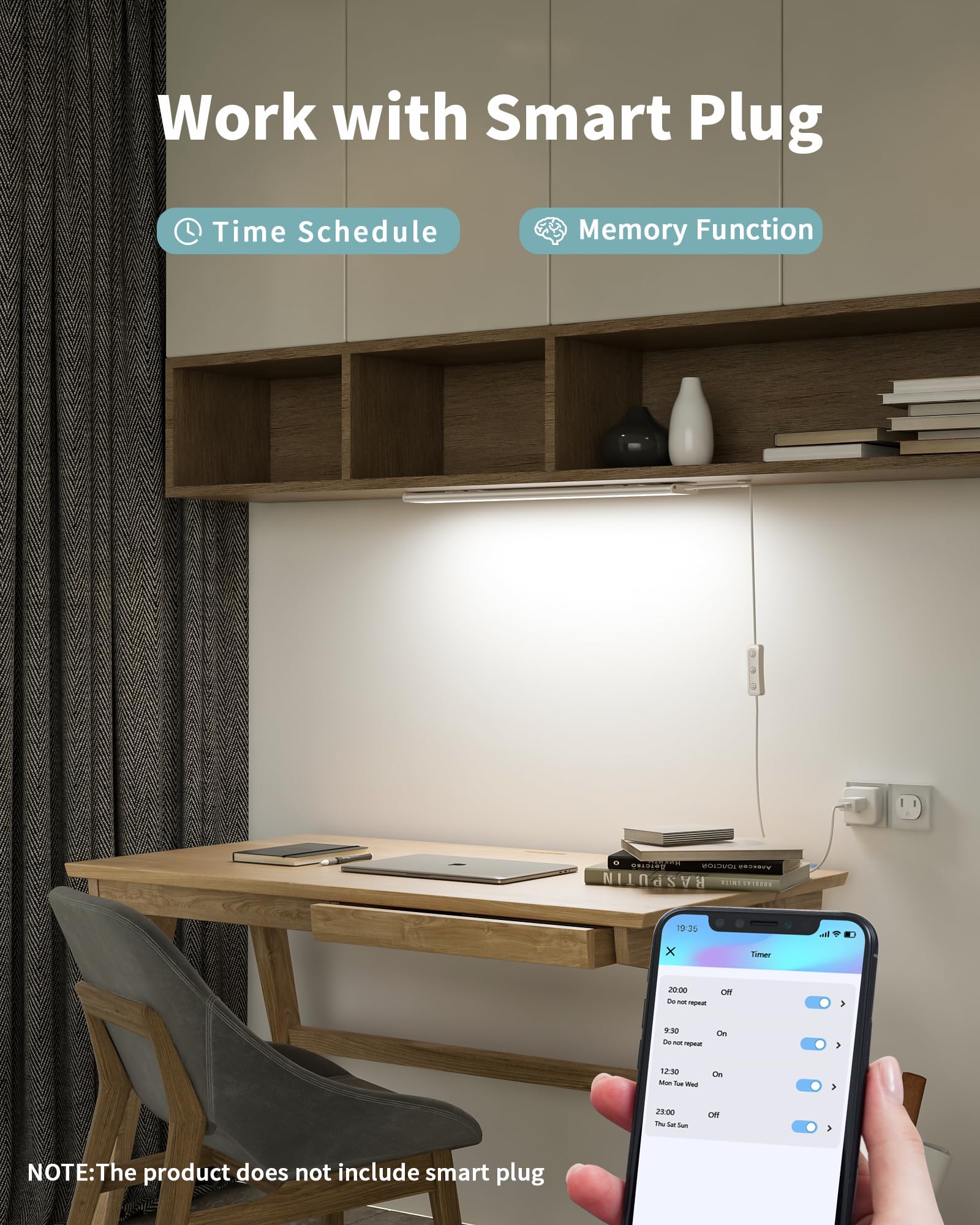 ASOKO Under Cabinet LED Light, 16 Inch Dimmable 4500K Daylight White, Silicone Material, Model D01