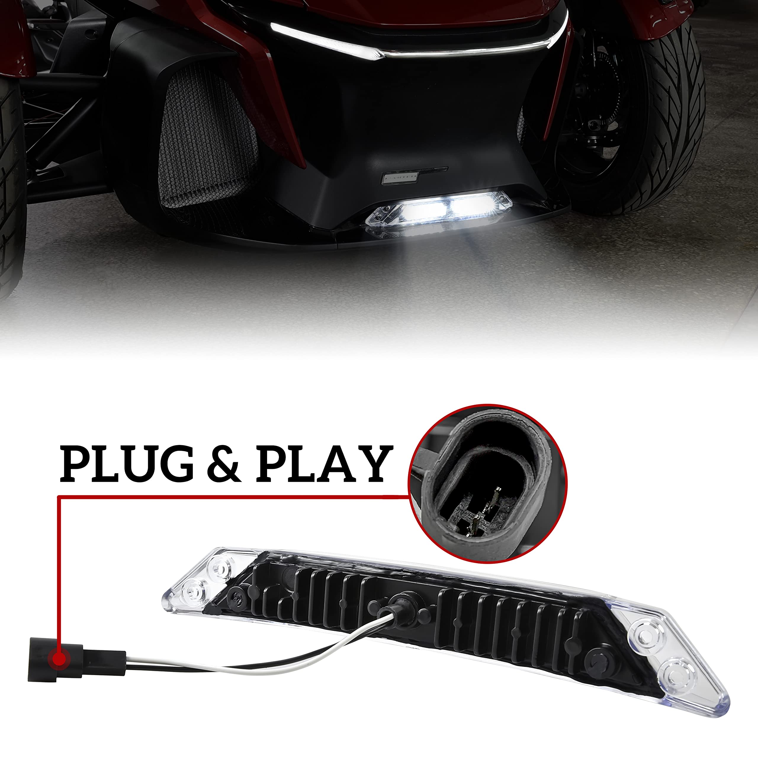 Sautvs Led Auxiliary Light Kit For Can-Am Spyder Rt, Front Led Extras Auxiliary Driving Light Daytime Running Light Drl For Can Am Spyder Rt 2020-2025 Accessories (1Pc, Replace #219400991)